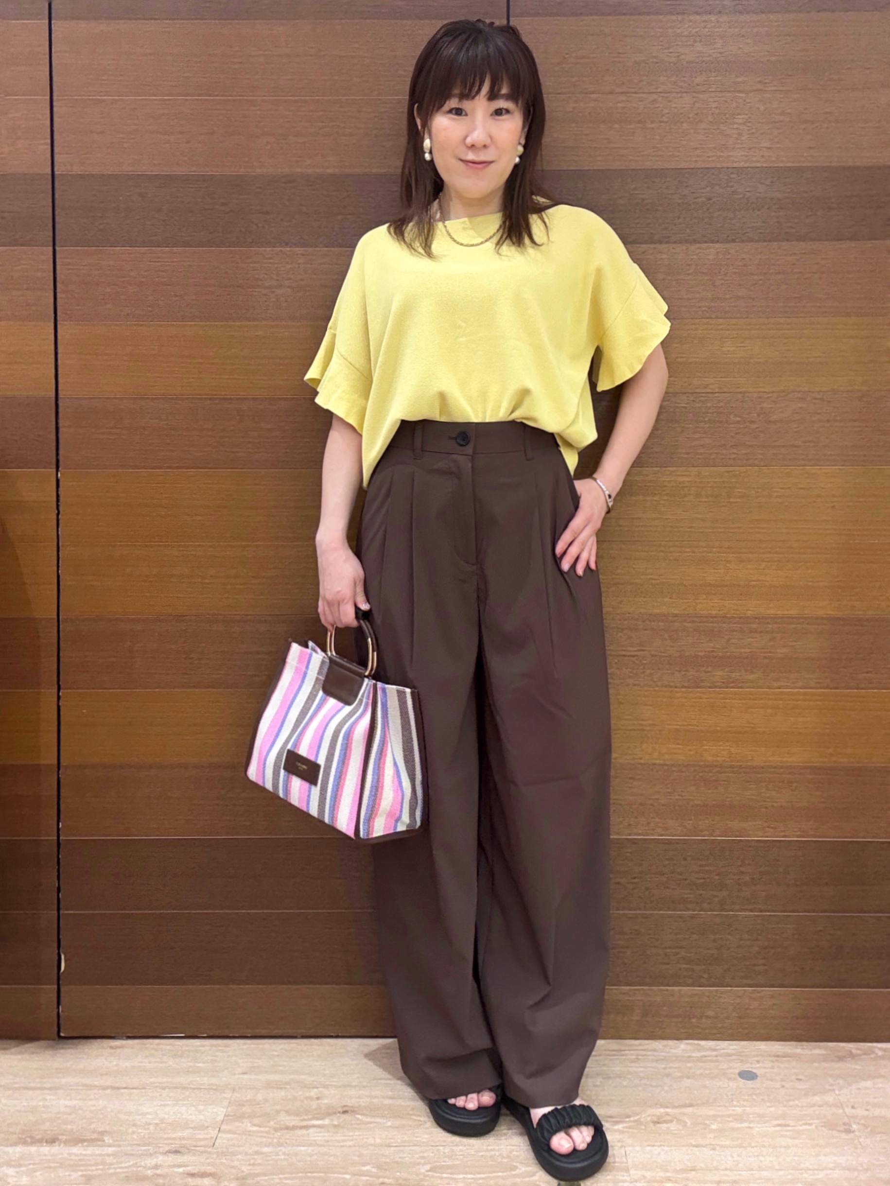 maichiさんの「OPAQUE.CLIP｜【UV／遮熱性】フリルスリーブニット《7col／洗濯機OK》」を使ったコーディネート