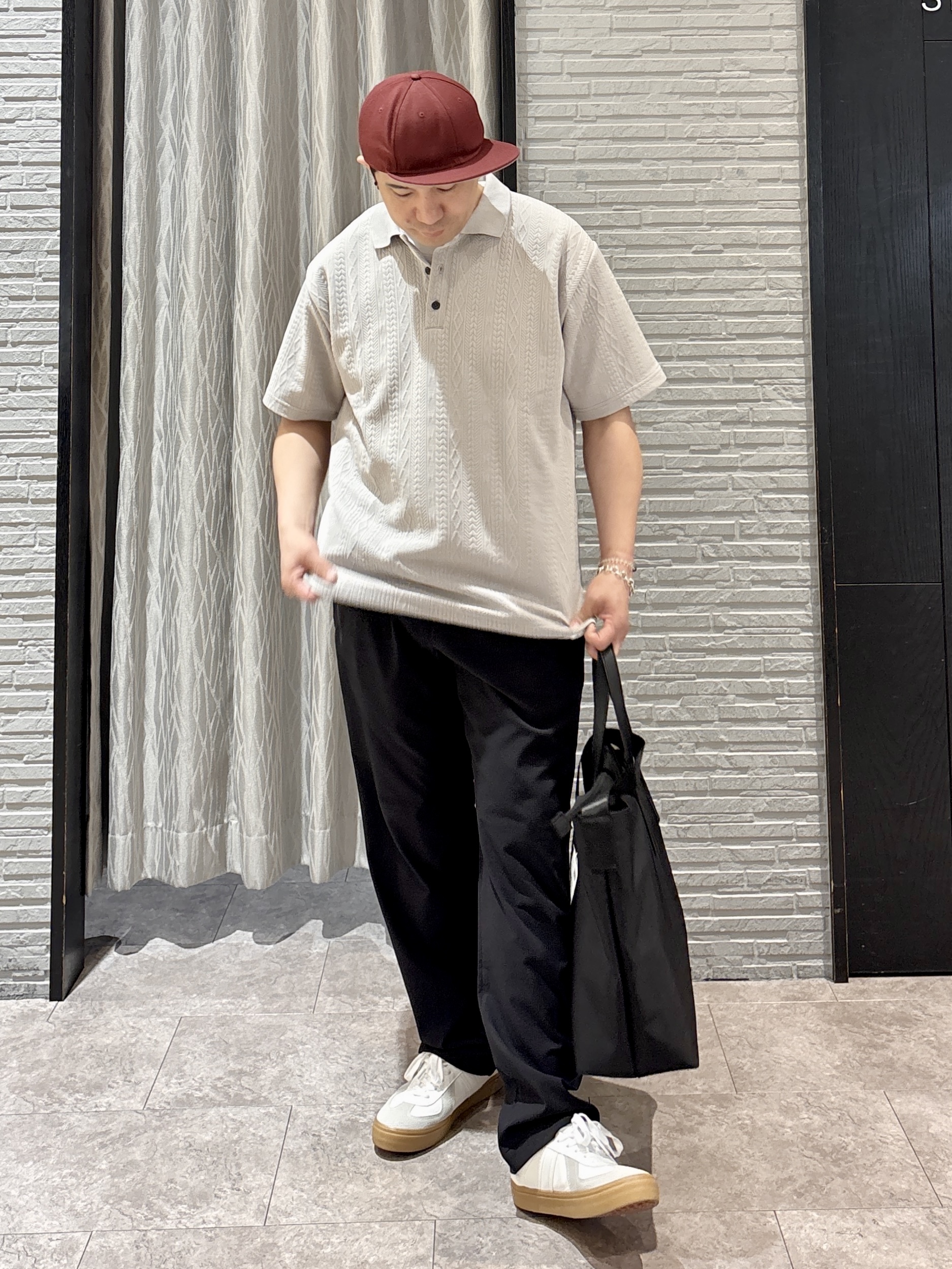 Pーyamaさんの「THE SHOP TK｜【シンプルすぎない大人の表情】ケーブルフクレポロシャツ 吸水速乾/UVケア/洗濯機OK」を使ったコーディネート