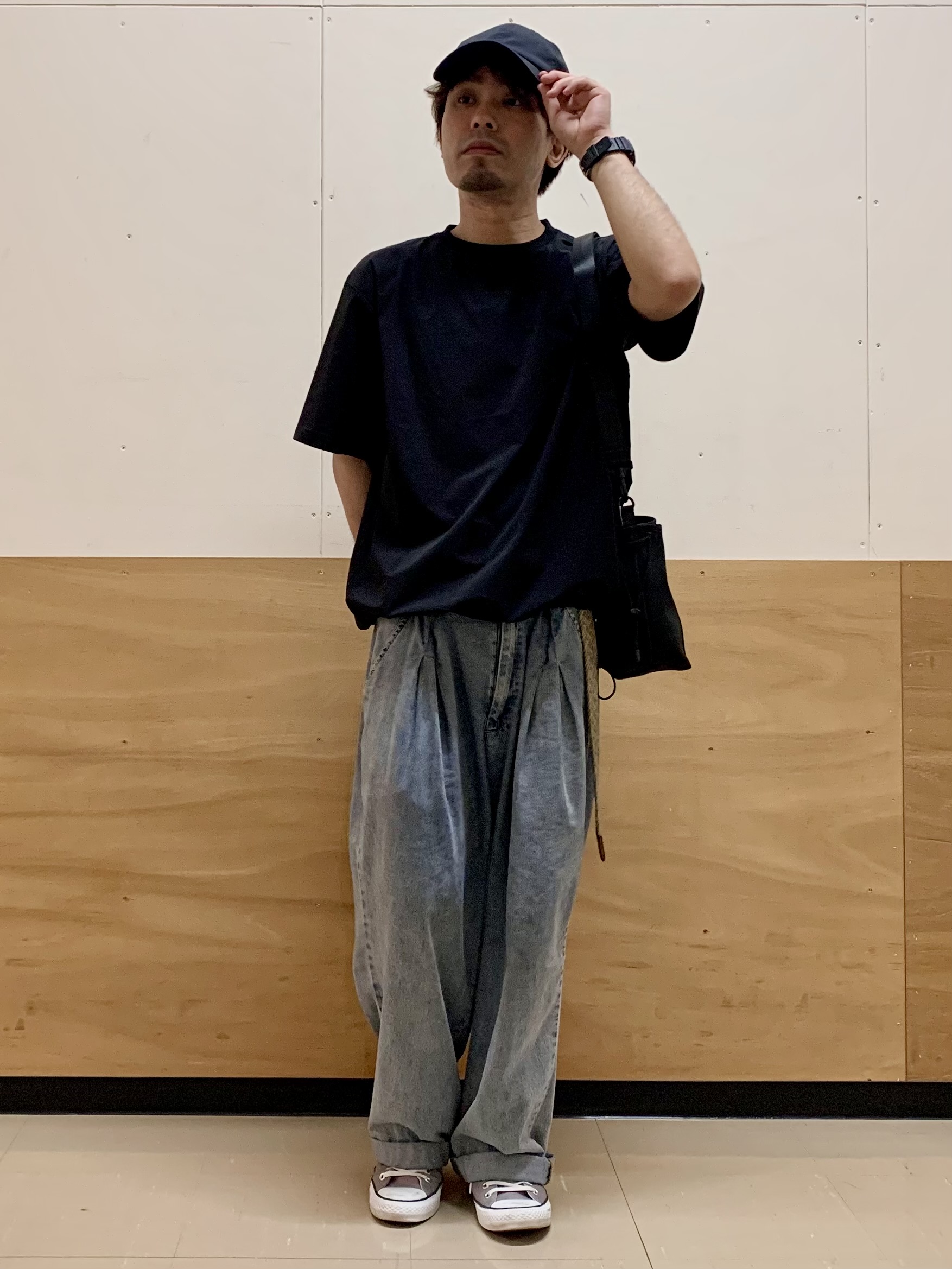 MATUさんの「THE SHOP TK｜【KURO】 ポリバレント ドローコード付き 半袖Tシャツ 接触冷感/UVカット/洗濯機OK」を使ったコーディネート