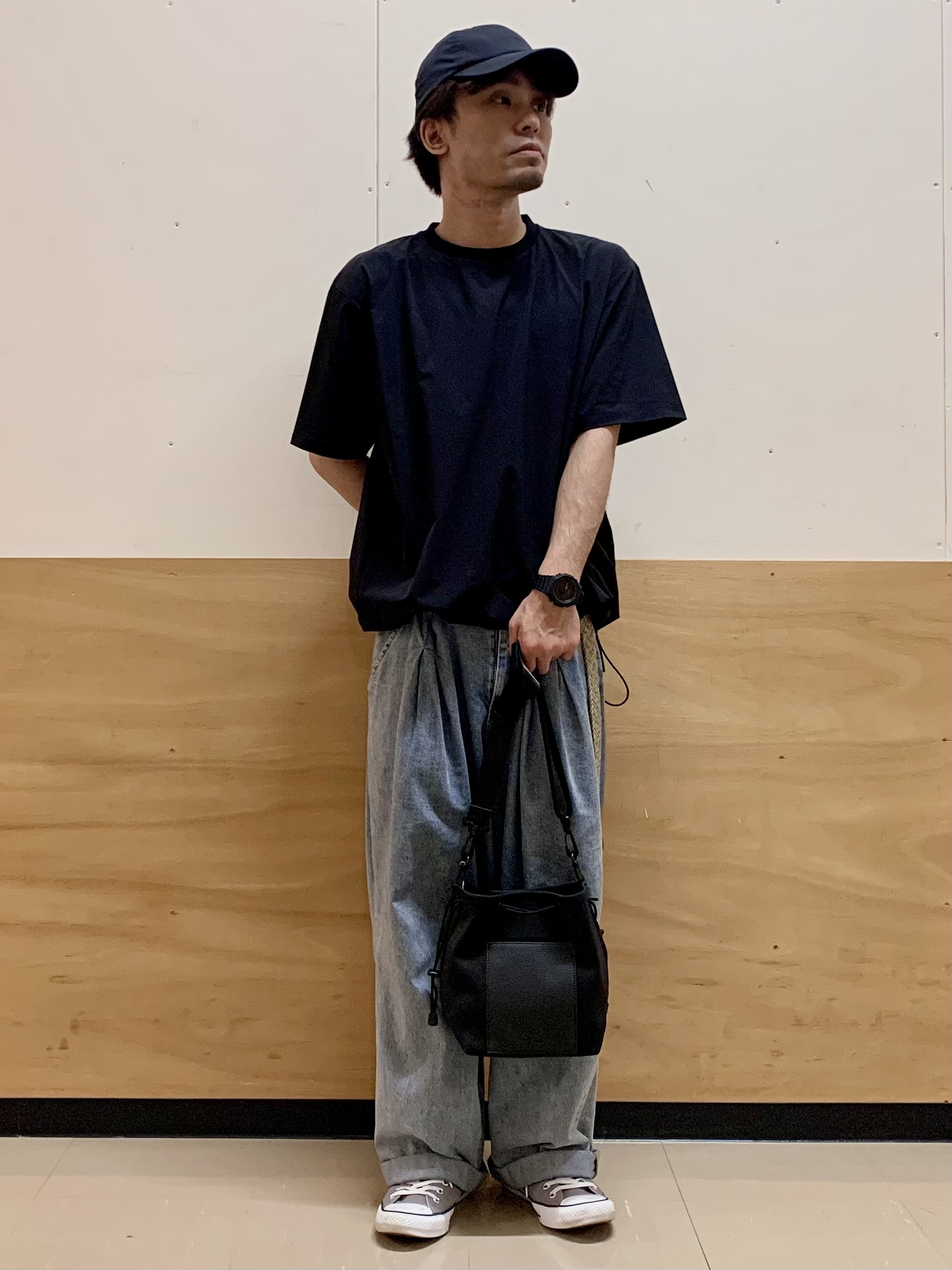 MATUさんの「THE SHOP TK｜【KURO】 ポリバレント ドローコード付き 半袖Tシャツ 接触冷感/UVカット/洗濯機OK」を使ったコーディネート
