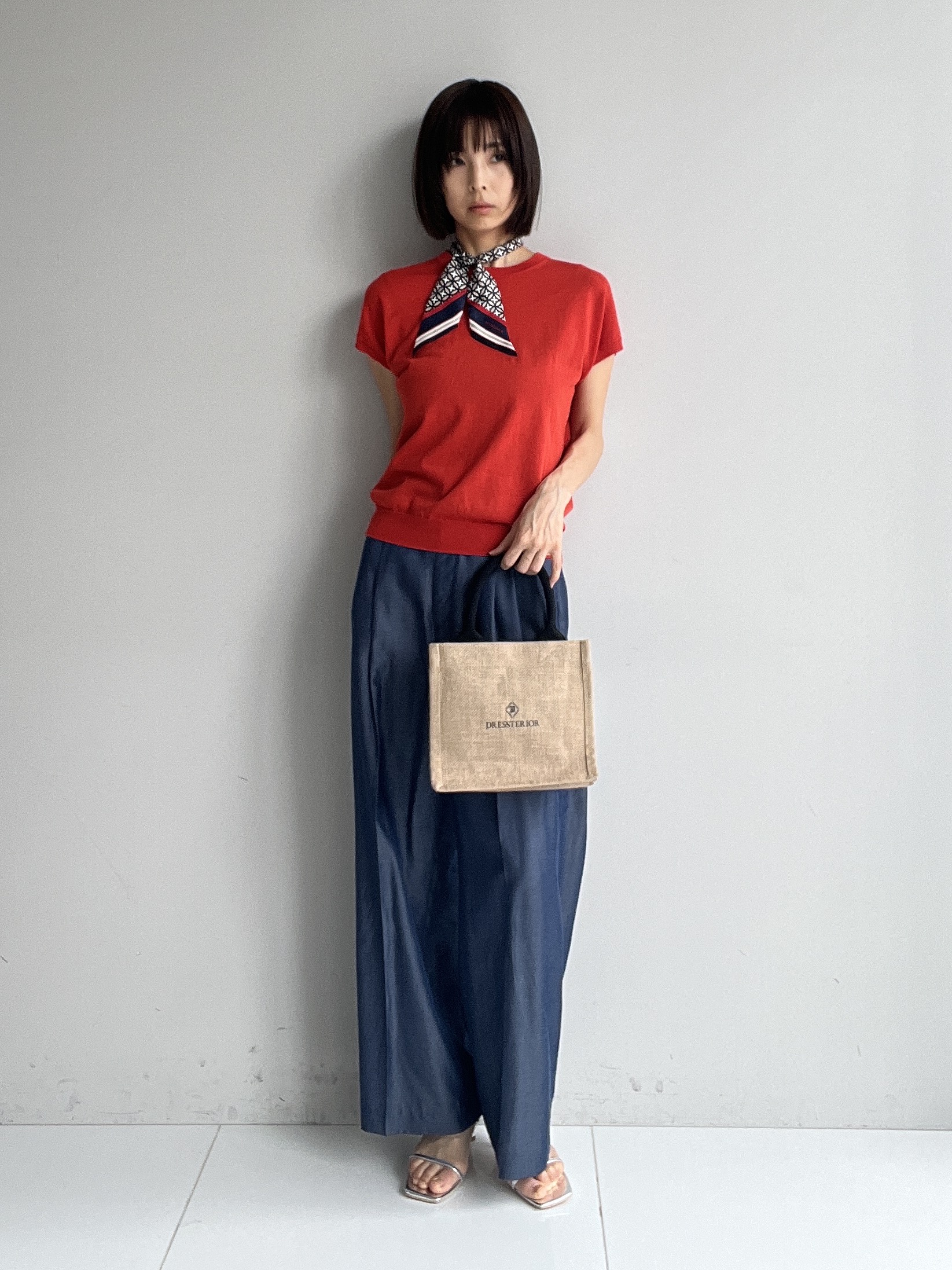 misaさんの「DRESSTERIOR｜【ウォッシャブル】コットンシルクフレンチスリーブニット」を使ったコーディネート