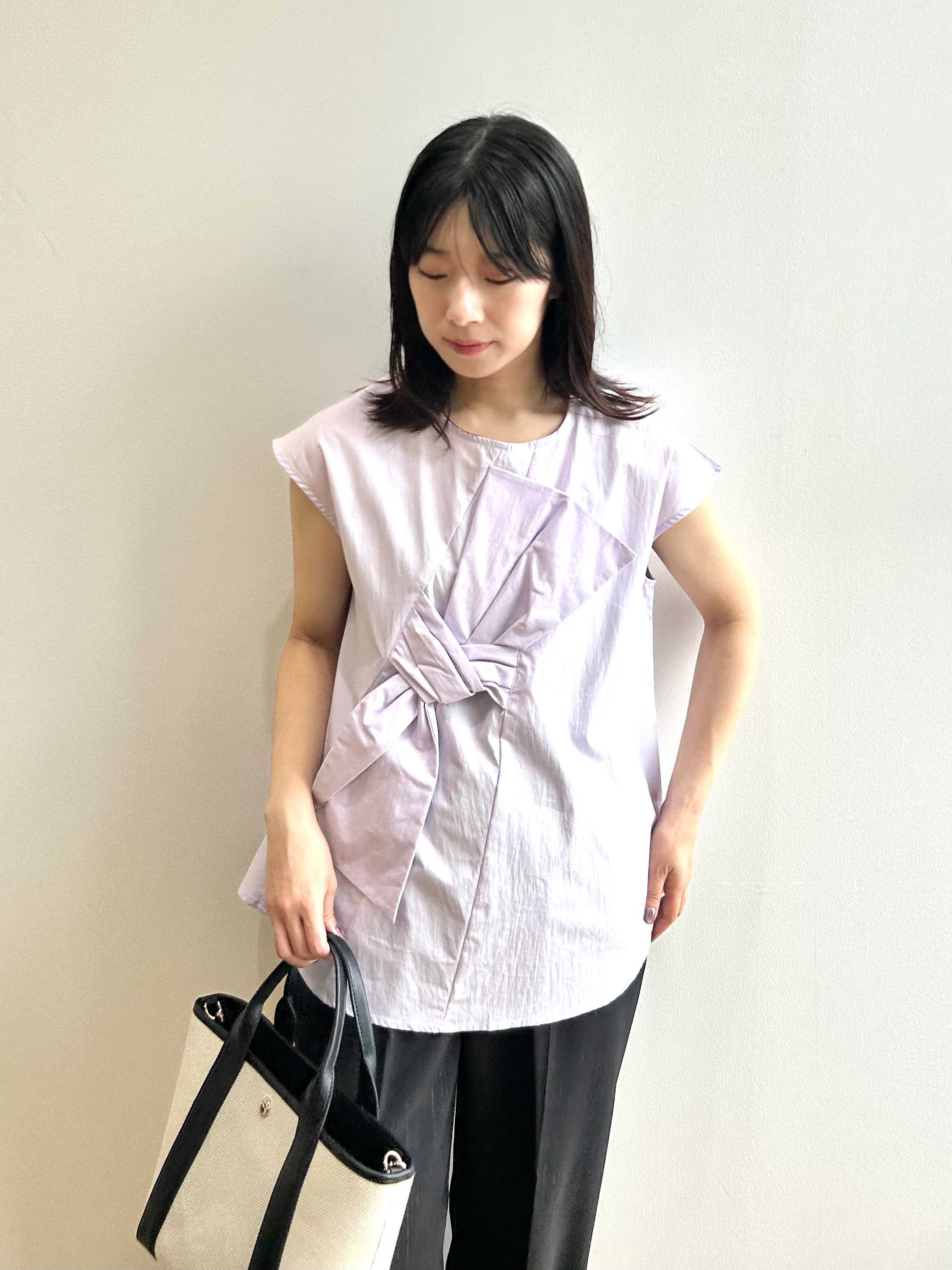 RINAさんの「OPAQUE.CLIP｜リボンモチーフブラウス【洗濯機洗い可】」を使ったコーディネート