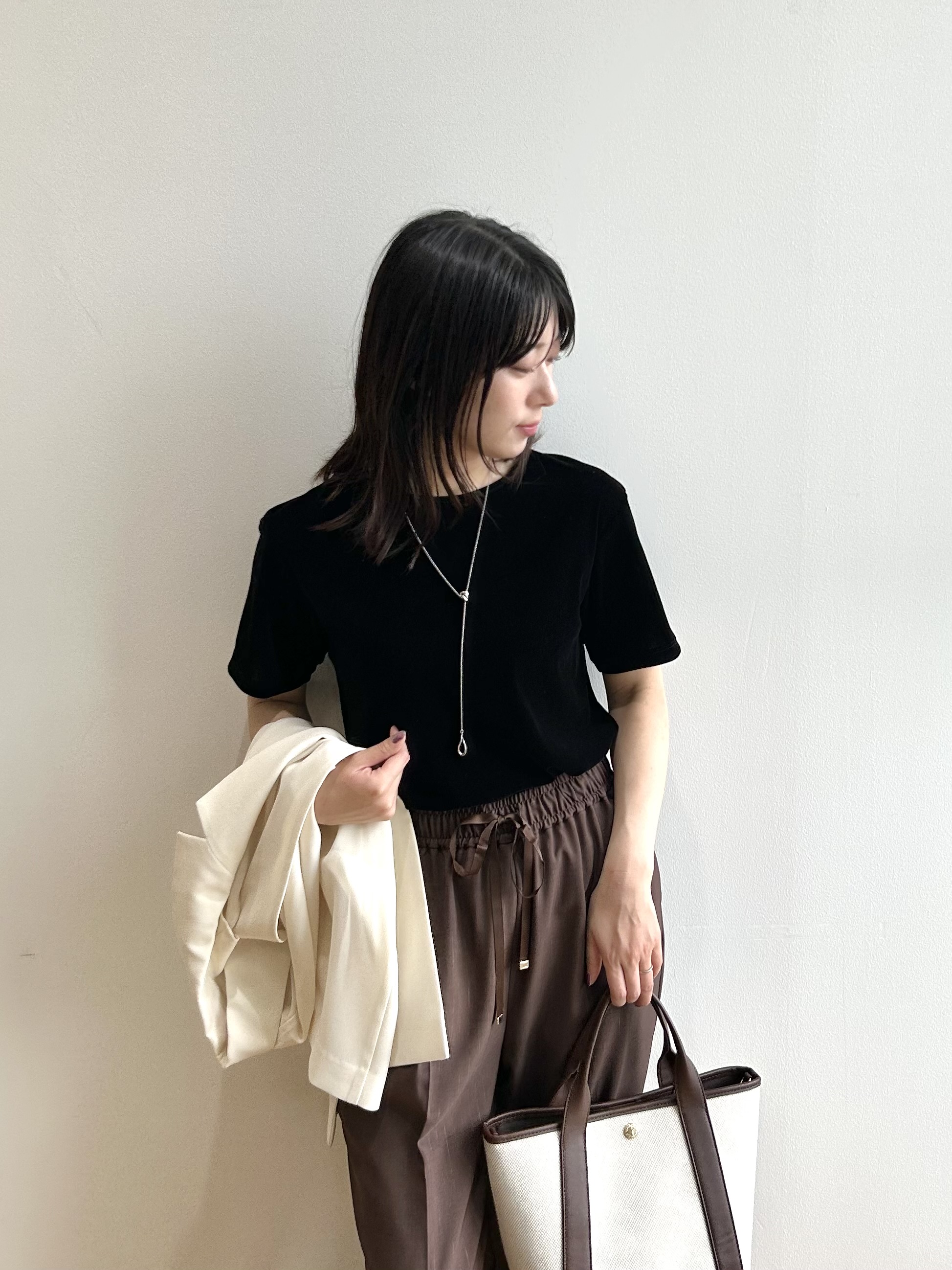 RINAさんの「OPAQUE.CLIP｜【接触冷感／吸水速乾／防シワ】リネンライクテーラードジャケット《洗濯機OK》」を使ったコーディネート