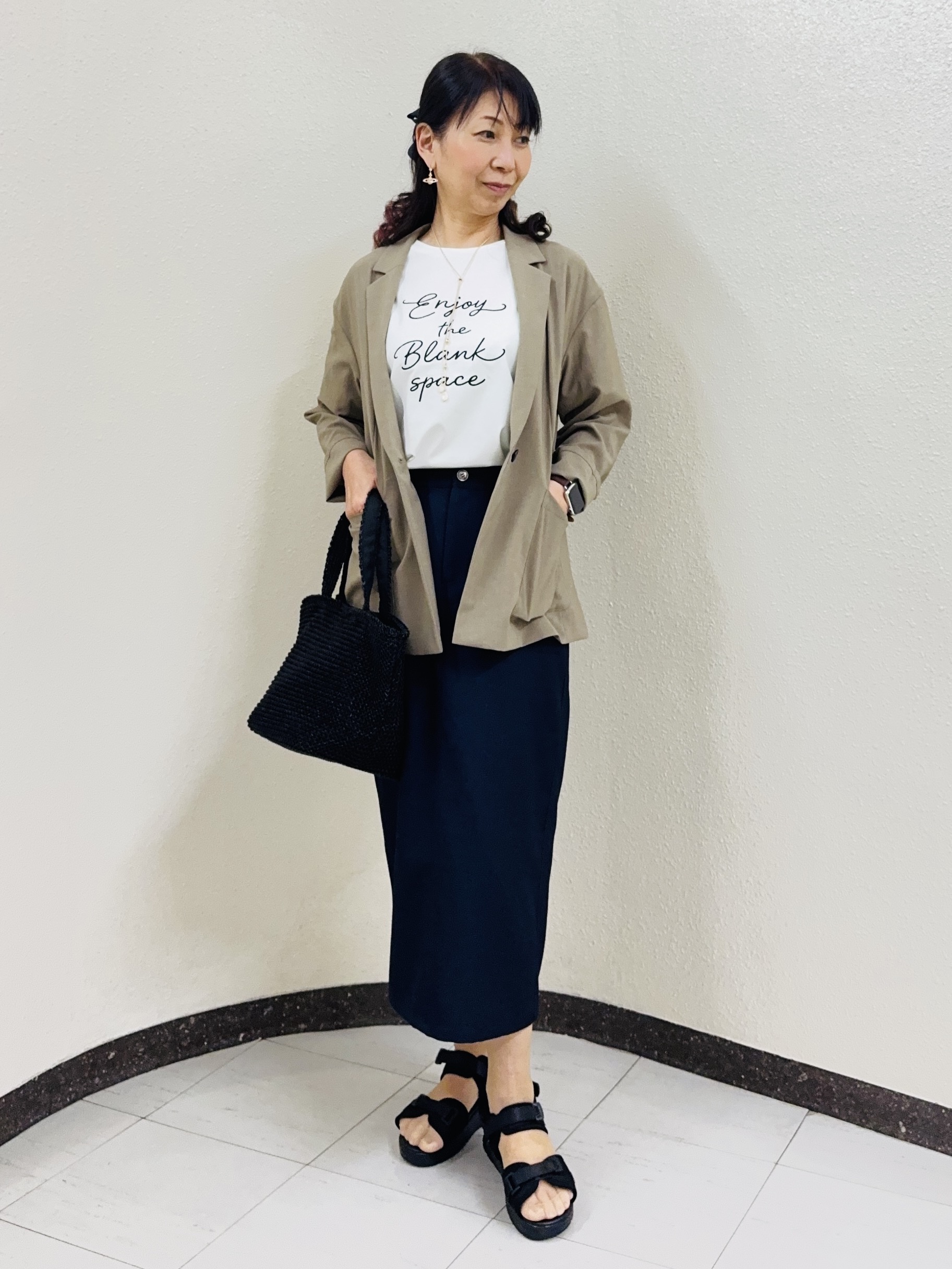 ⭐︎Eimi⭐︎さんの「Reflect｜【SS-4Lサイズ／接触冷感／シワになりにくい】リラクシーテーラードジャケット」を使ったコーディネート