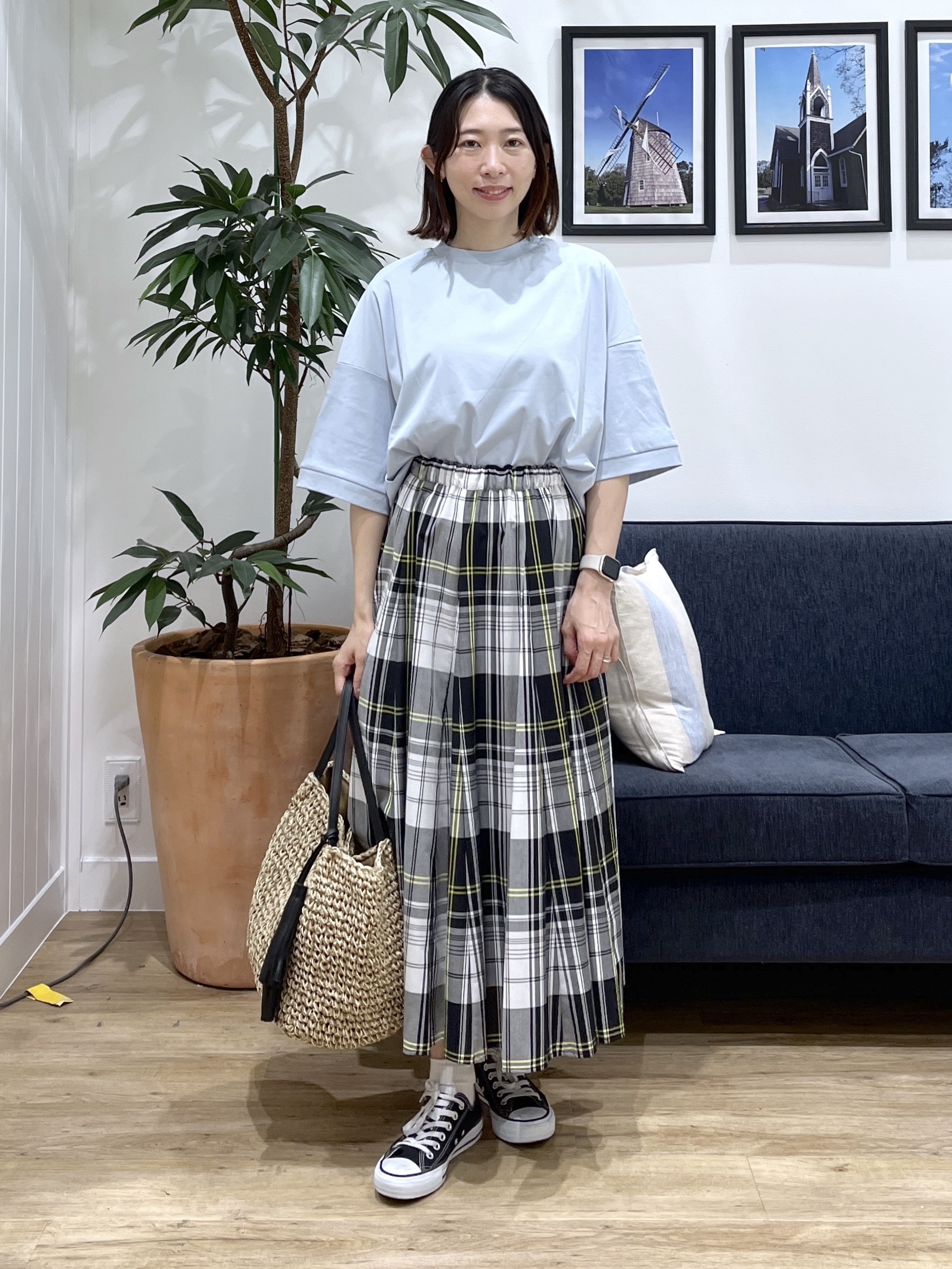 canaさんの「Dessin｜【新色追加/体型カバー】美光沢カットソーボクシーシルエット」を使ったコーディネート