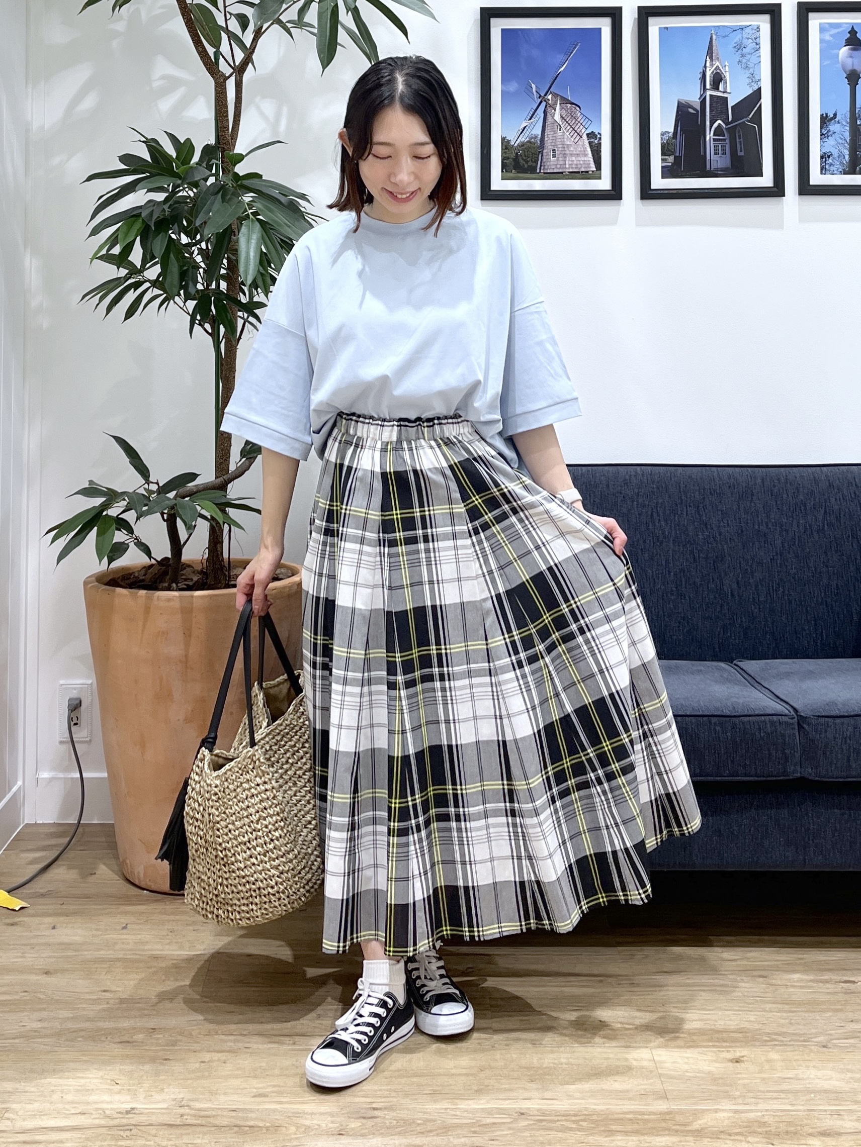 canaさんの「Dessin｜【新色追加/体型カバー】美光沢カットソーボクシーシルエット」を使ったコーディネート