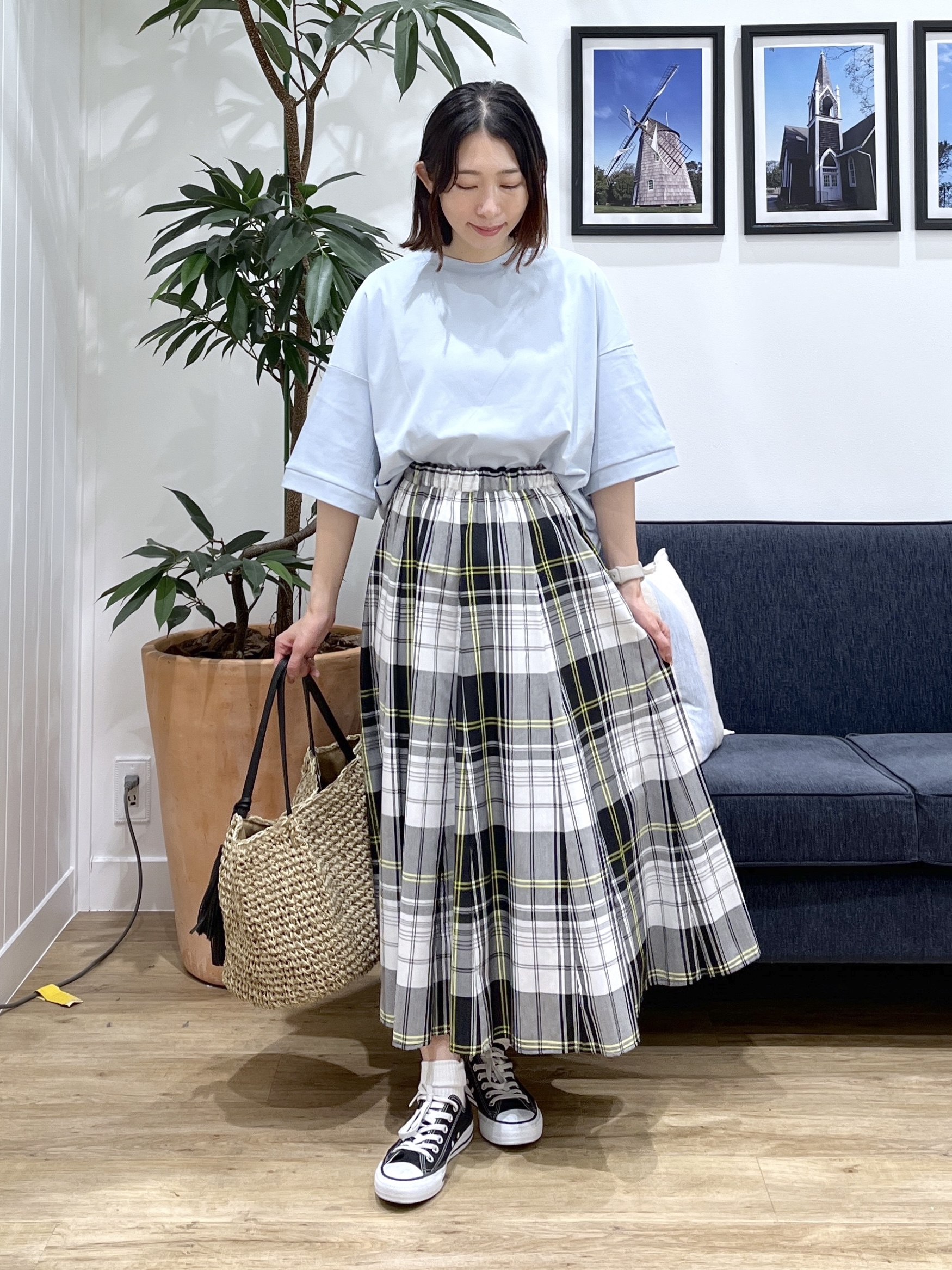 canaさんの「Dessin｜【新色追加/体型カバー】美光沢カットソーボクシーシルエット」を使ったコーディネート