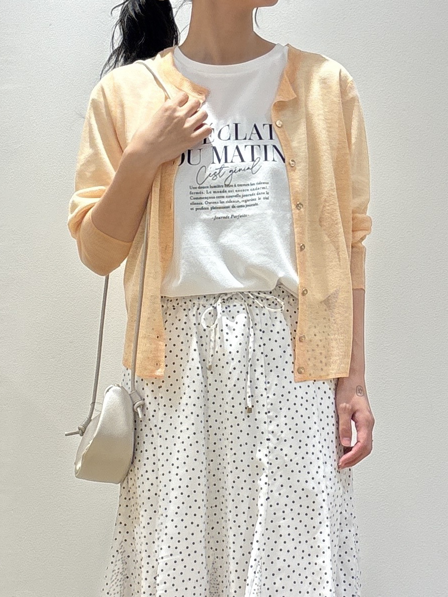 ayakaさんの「grove｜高評価！【洗える/名品】大人の透け感、シアーカーディガン」を使ったコーディネート