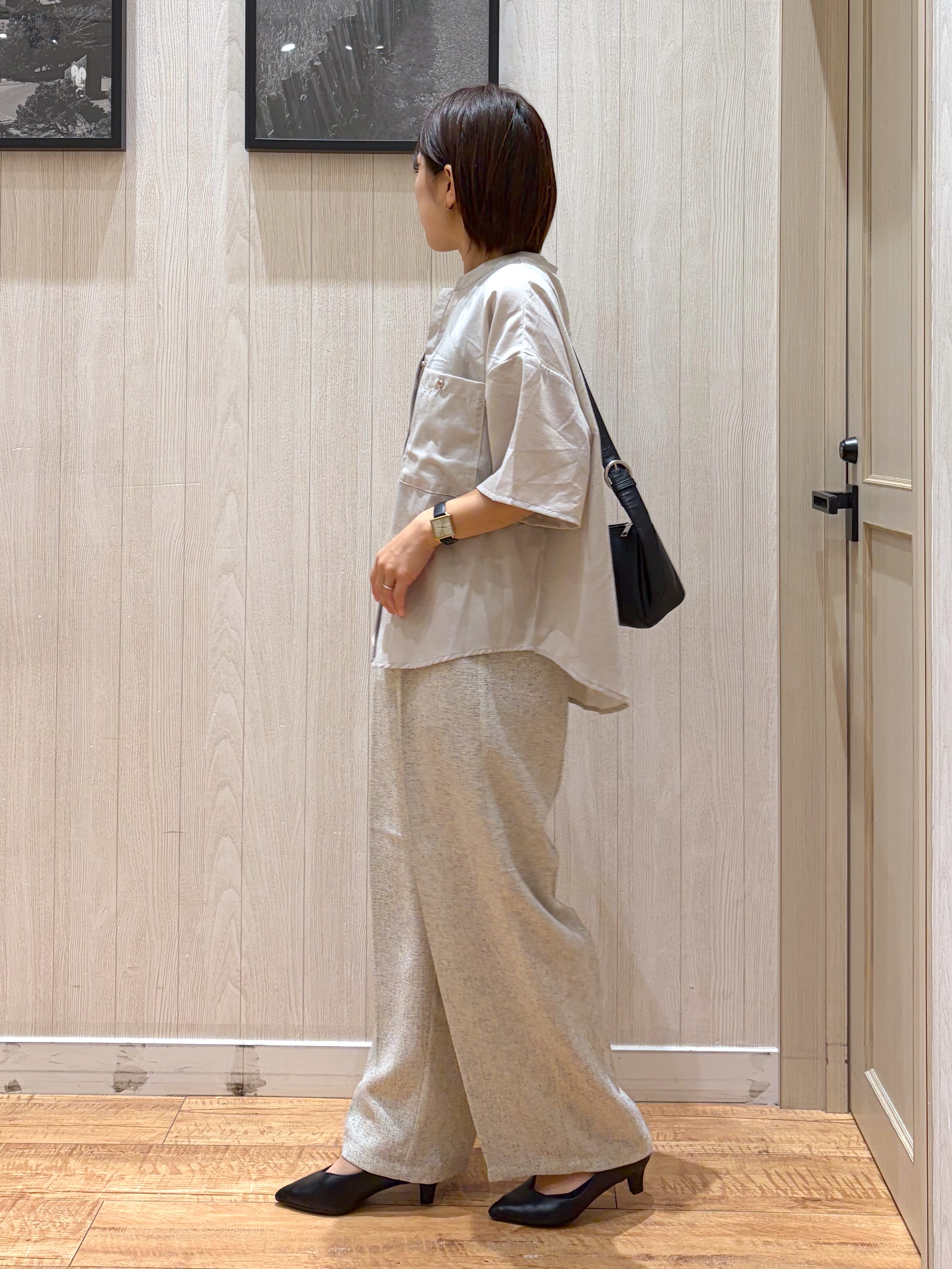 shirayuuuさんの「SHOO･LA･RUE｜【洗濯機可/S-LL】大人の抜け感 ゆるっと5分袖シャツ」を使ったコーディネート