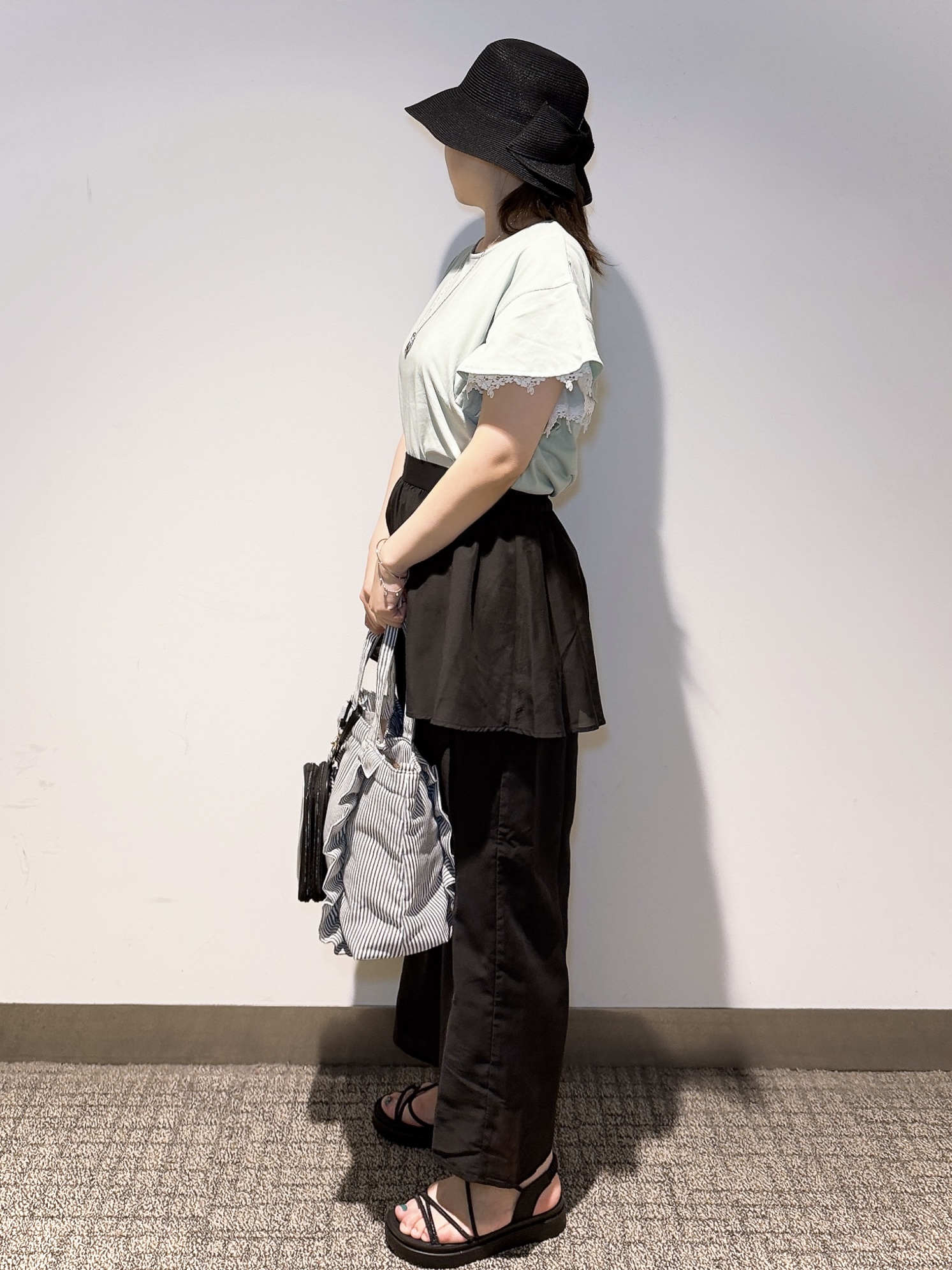 みーさんの「grove｜【二の腕カバー、UV/ひんやり】涼しく華やかに、レースレイヤードスリーブTシャツ」を使ったコーディネート