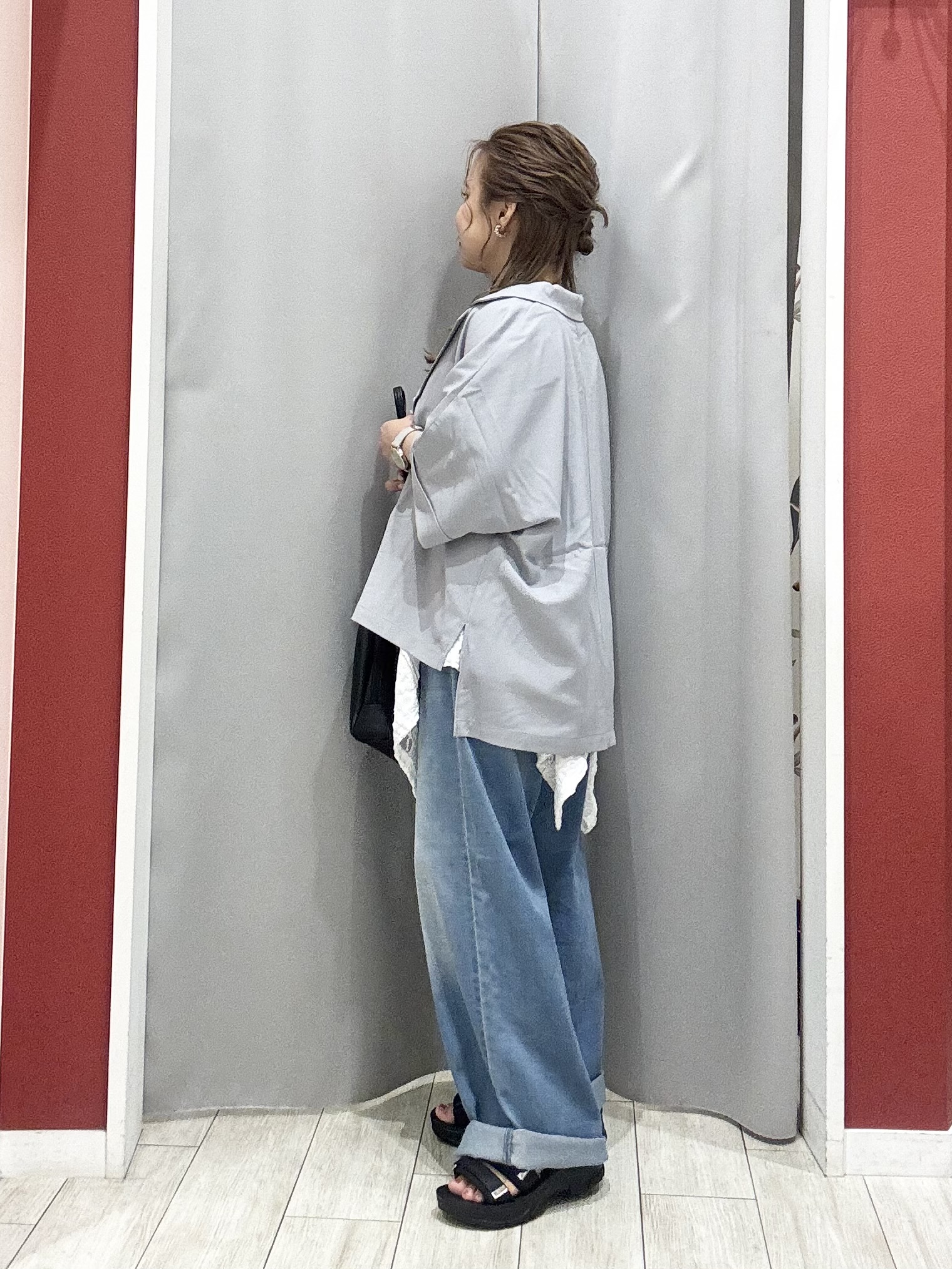 shioさんの「SHOO･LA･RUE｜【セットアップ可/洗濯後しわになりにくい/S-LL】半袖とろみテーラードジャケット」を使ったコーディネート