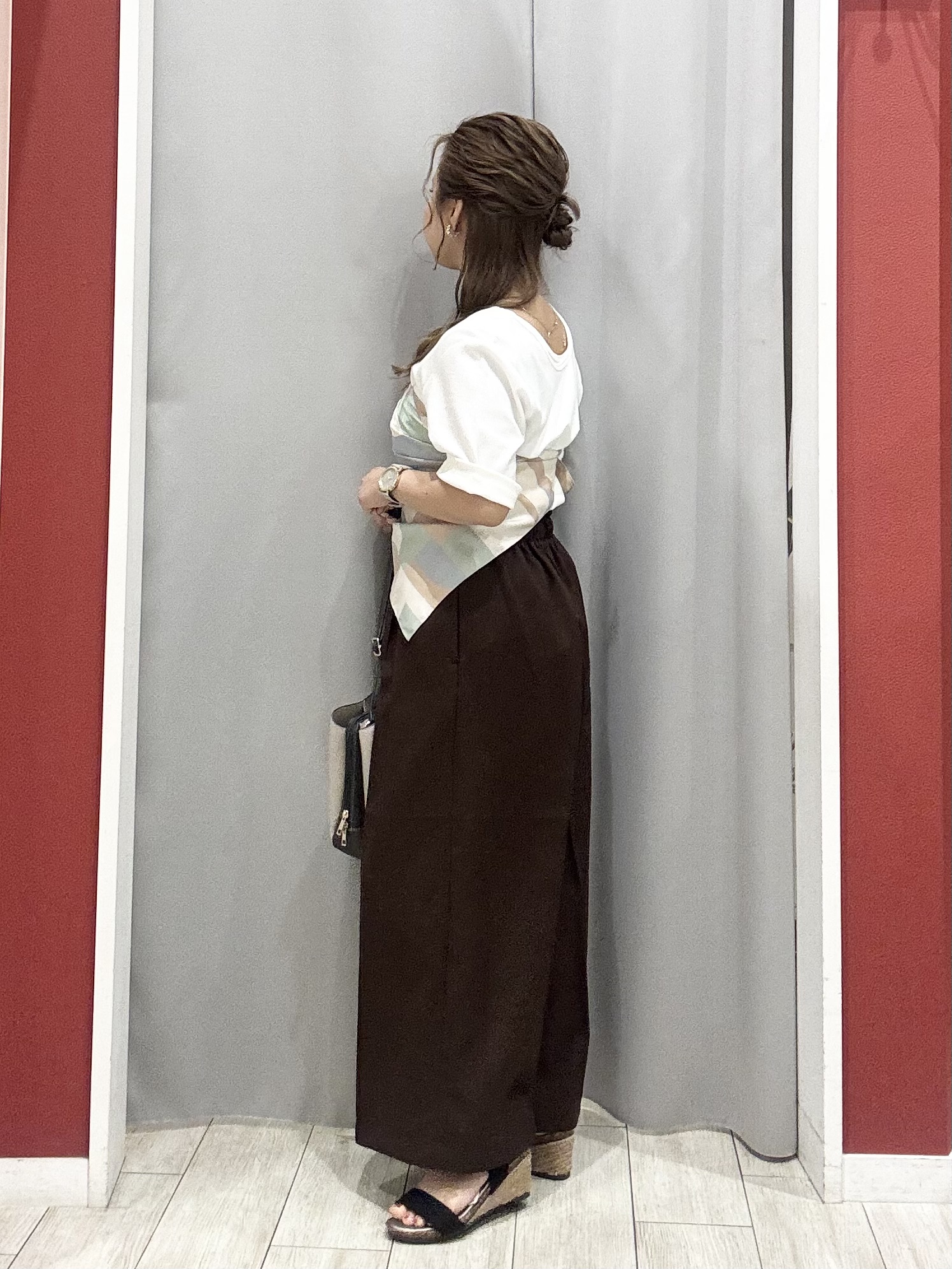 shioさんの「SHOO･LA･RUE｜【ネックアソート】裏ひんやりテレコ5分袖トップス」を使ったコーディネート