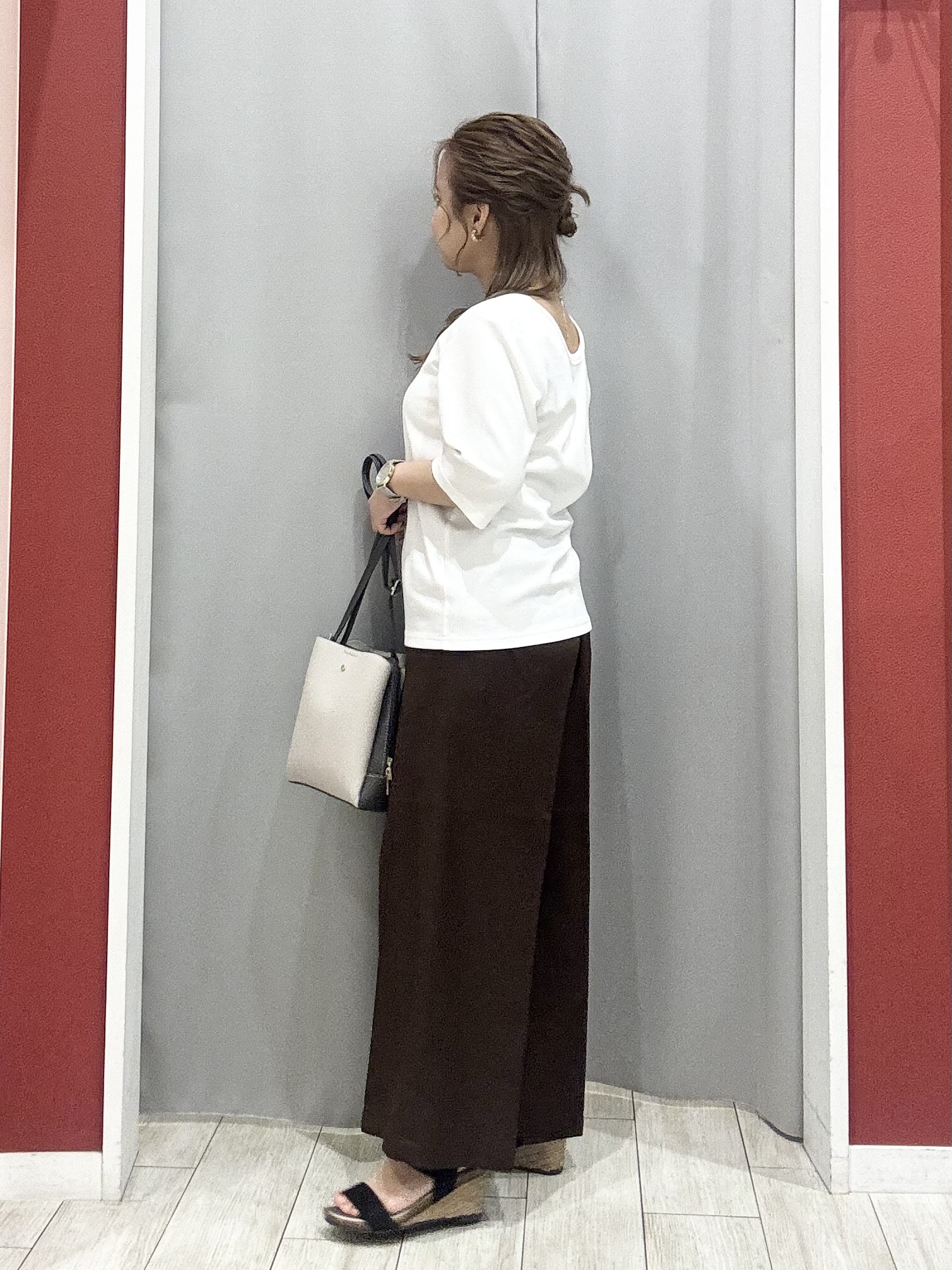 shioさんの「SHOO･LA･RUE｜【ネックアソート】裏ひんやりテレコ5分袖トップス」を使ったコーディネート