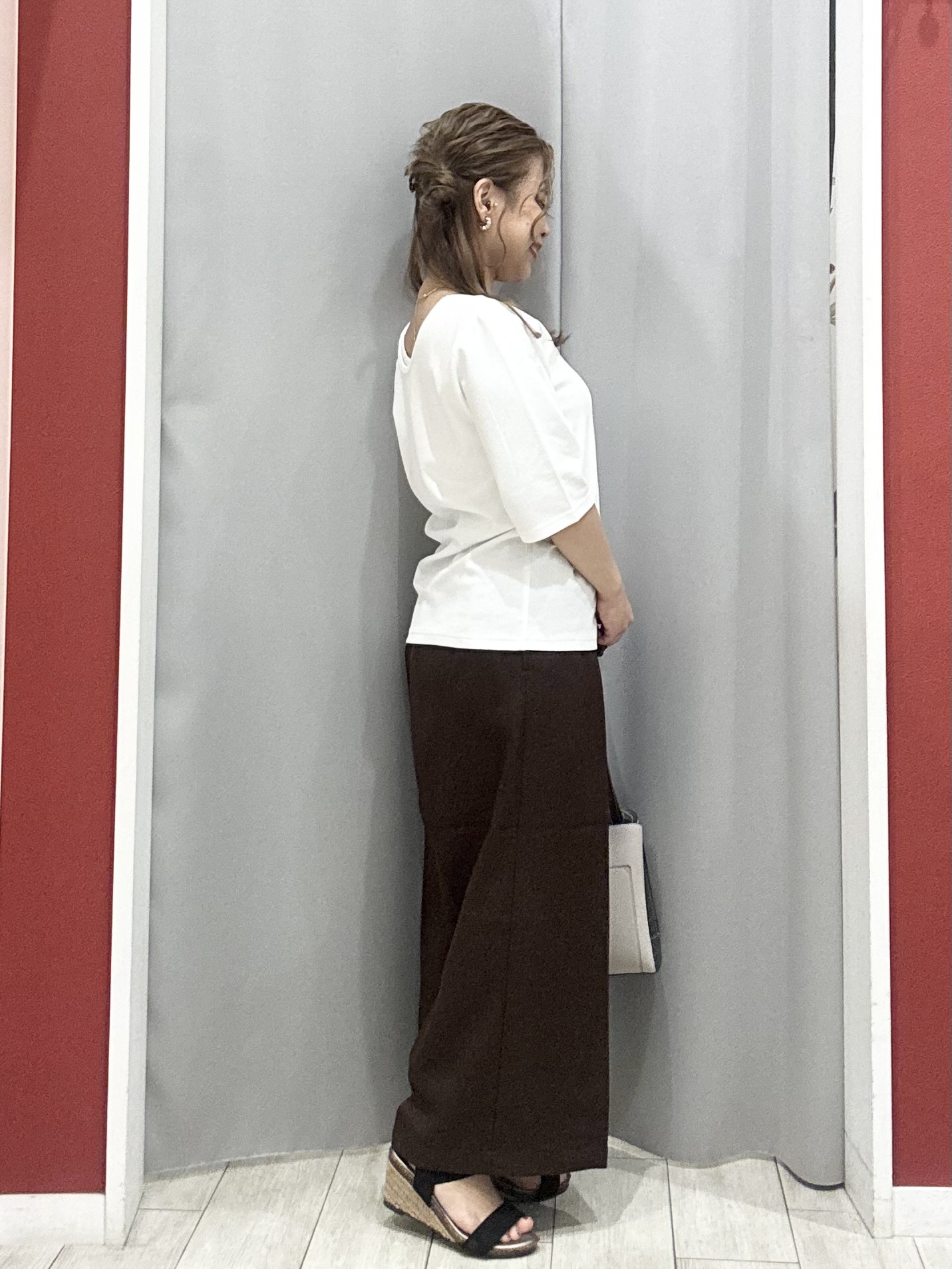 shioさんの「SHOO･LA･RUE｜【ネックアソート】裏ひんやりテレコ5分袖トップス」を使ったコーディネート