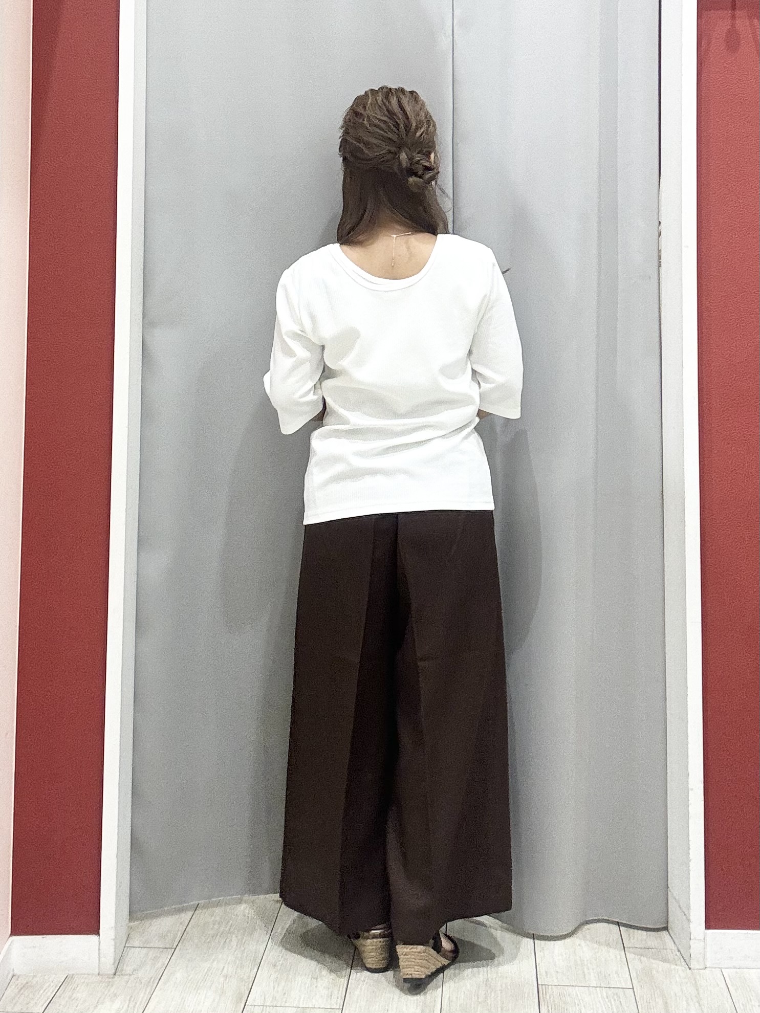 shioさんの「SHOO･LA･RUE｜【ネックアソート】裏ひんやりテレコ5分袖トップス」を使ったコーディネート