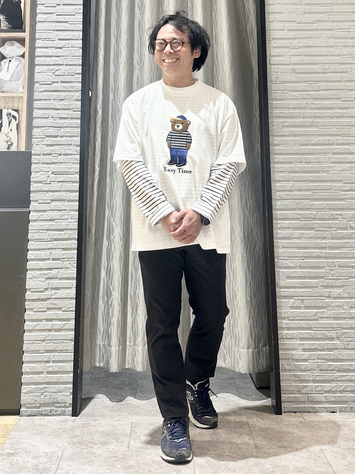 KENJI Iさんの「THE SHOP TK｜クマ サガラ刺繍 半袖Tシャツ 【洗濯機OK】」を使ったコーディネート