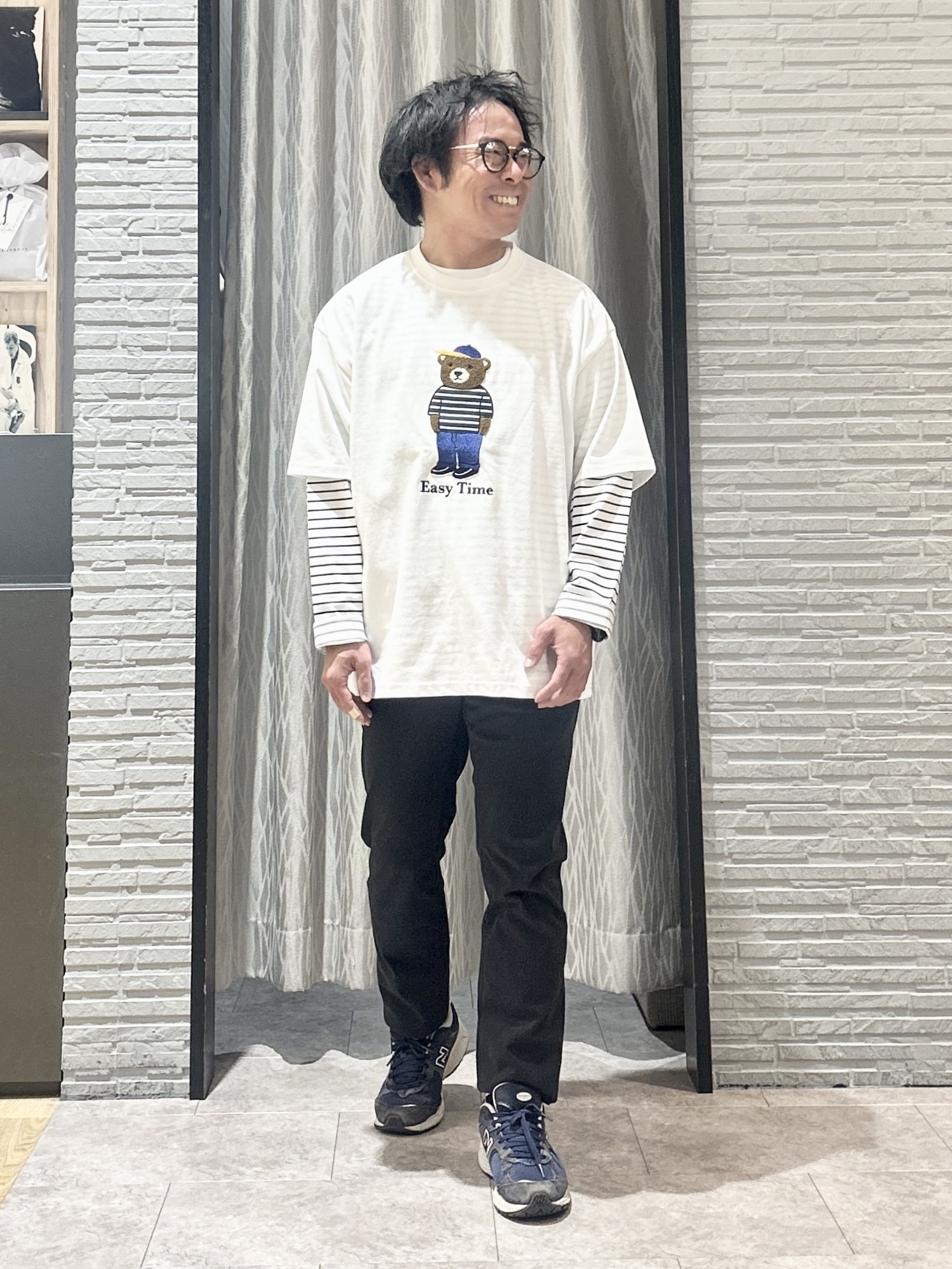 KENJI Iさんの「THE SHOP TK｜クマ サガラ刺繍 半袖Tシャツ 【洗濯機OK】」を使ったコーディネート