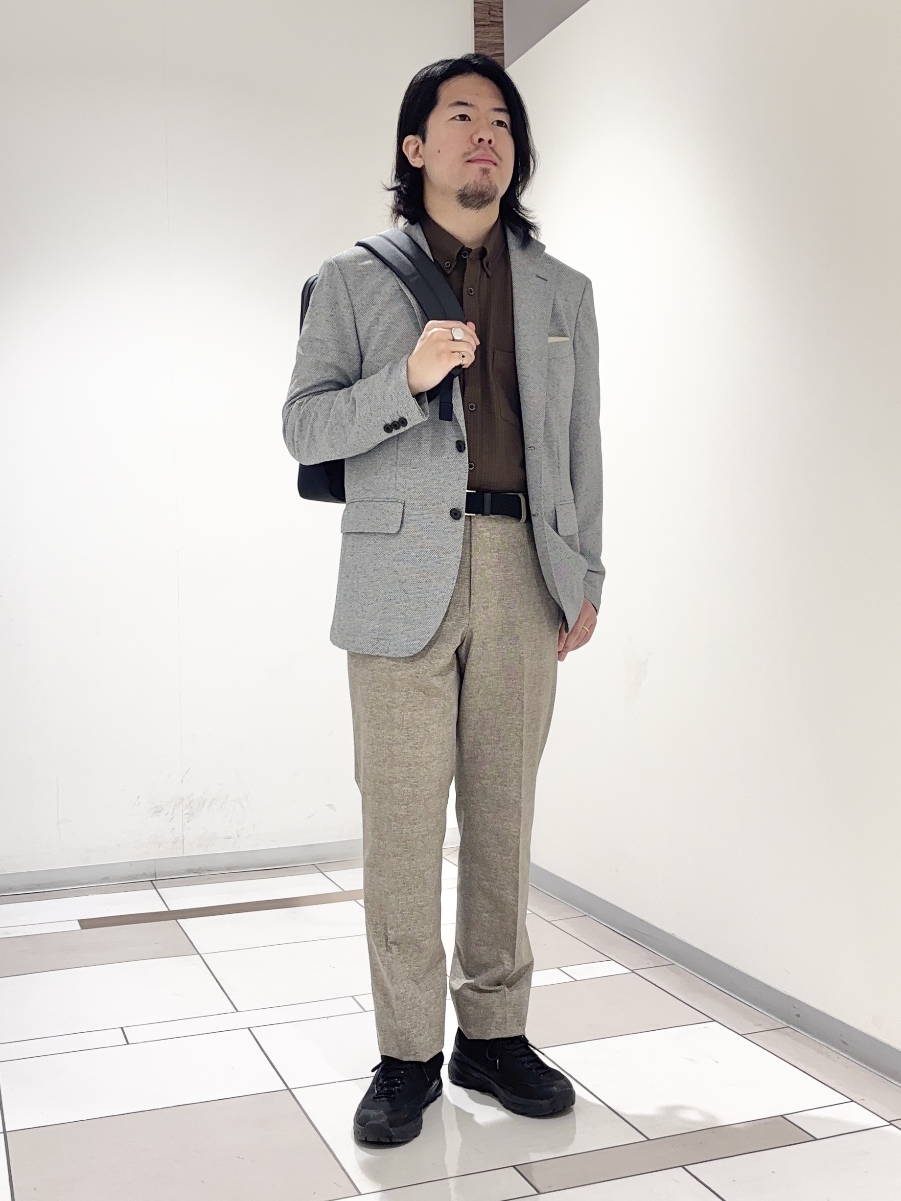 及川さんの「TAKEO KIKUCHI｜【抗菌防臭】CALCULO（R）ジャージ ジャケット」を使ったコーディネート