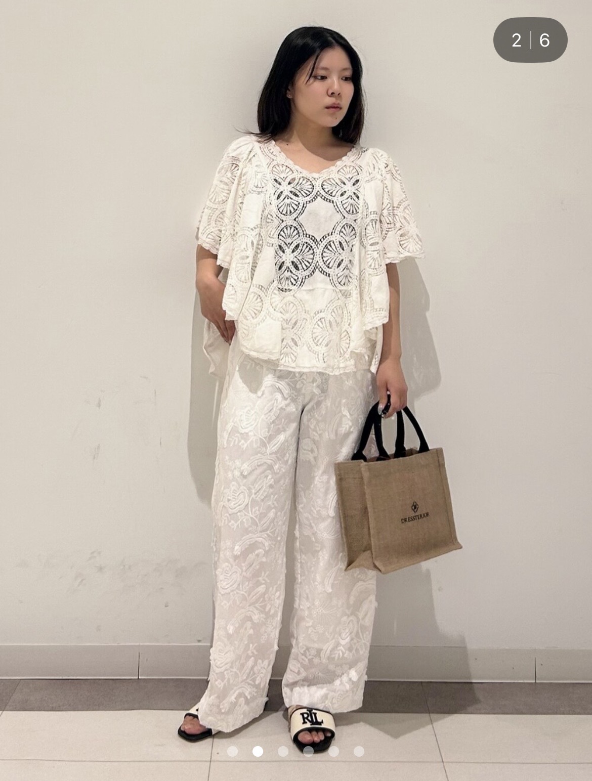 とりみさんの「DRESSTERIOR｜ラッセルレース ブラウス」を使ったコーディネート