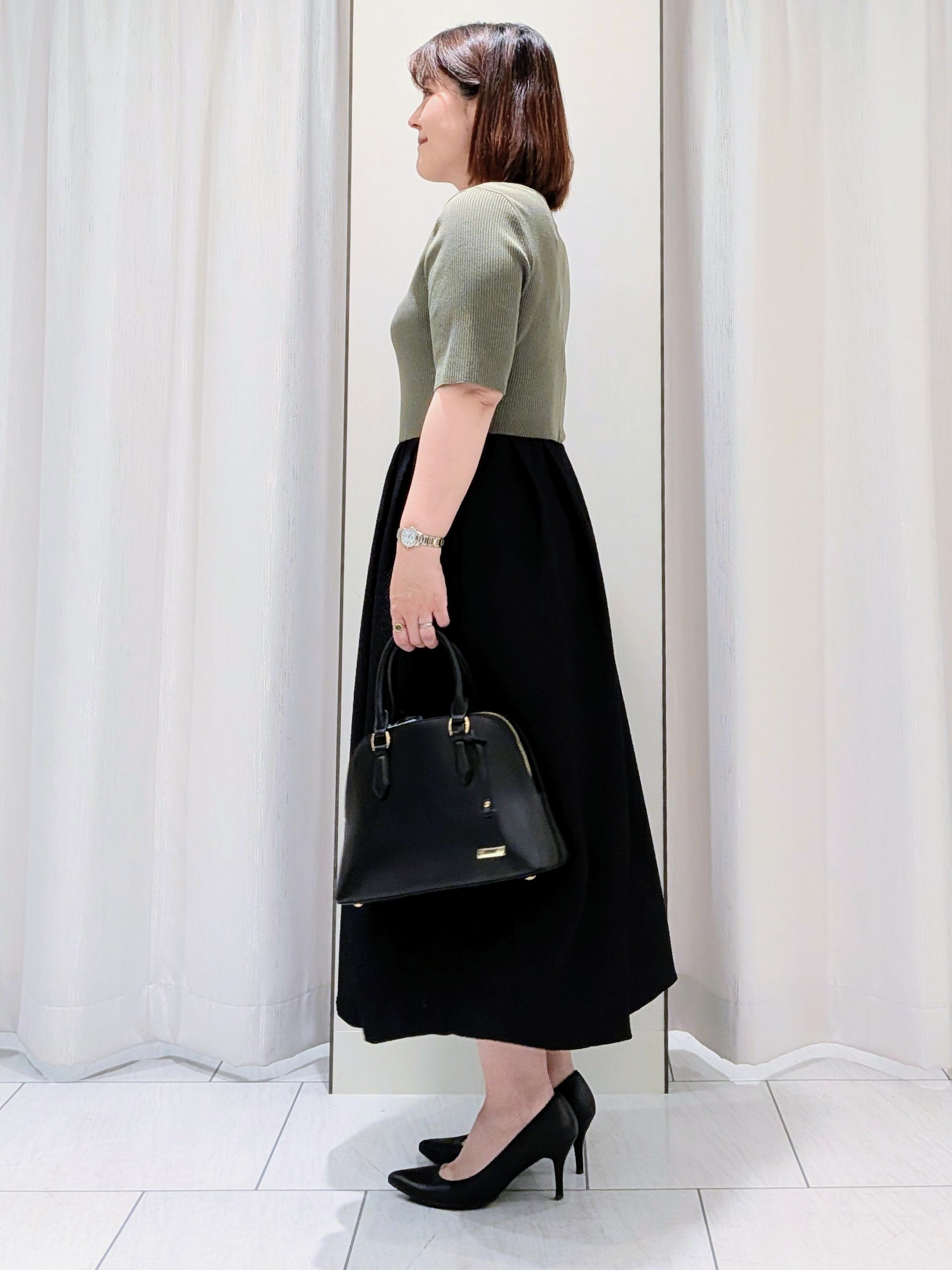 Onumaさんの「UNTITLED｜【一枚でサマ見え】ニットドッキングジャガードワンピース」を使ったコーディネート