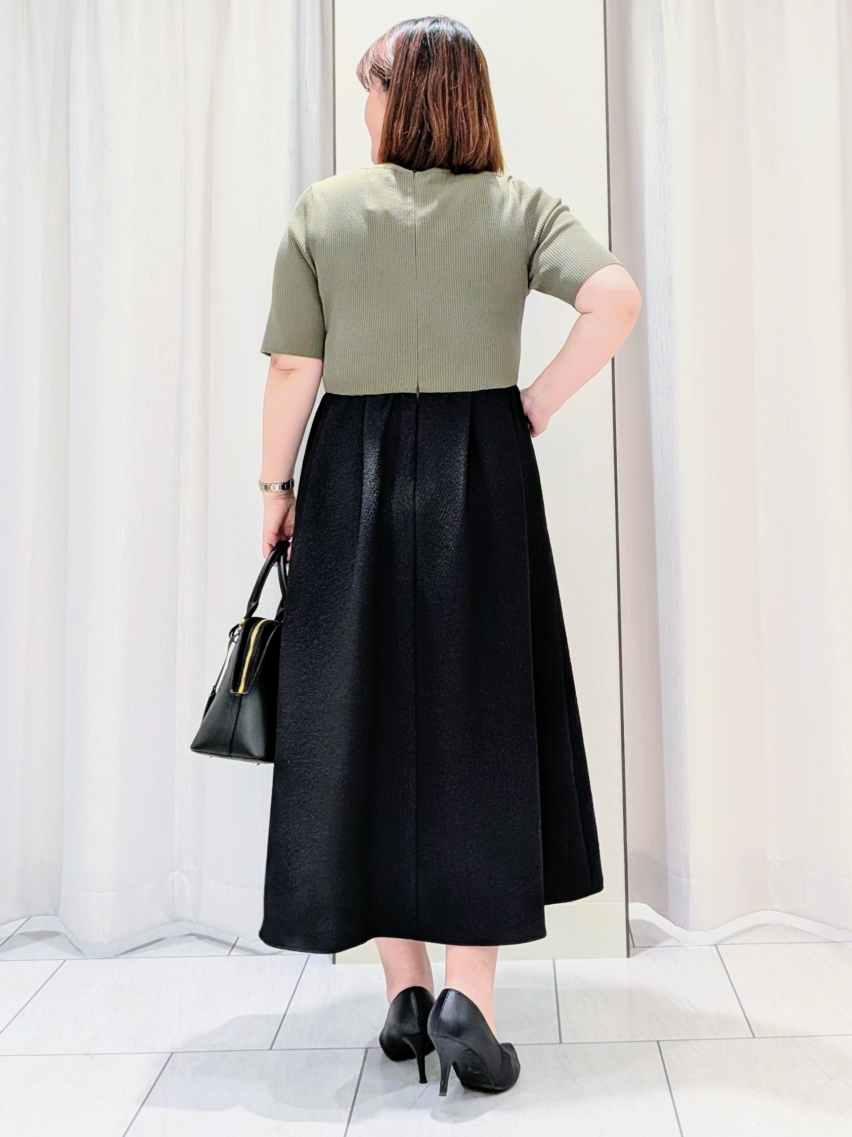 Onumaさんの「UNTITLED｜【一枚でサマ見え】ニットドッキングジャガードワンピース」を使ったコーディネート