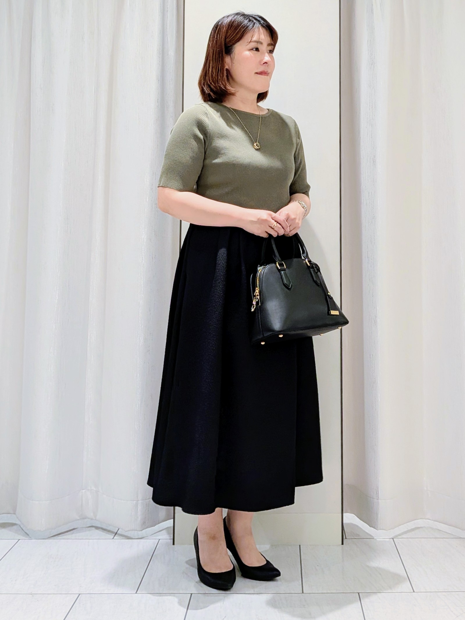 Onumaさんの「UNTITLED｜【一枚でサマ見え】ニットドッキングジャガードワンピース」を使ったコーディネート
