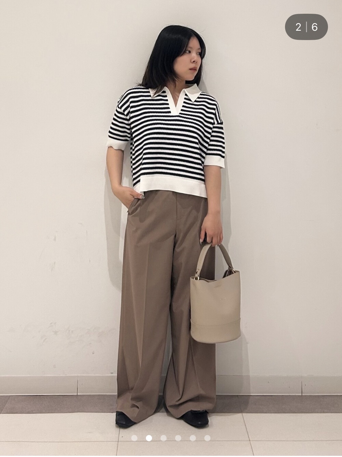 とりみさんの「DRESSTERIOR｜ウォッシャブルスキッパークロップドニット」を使ったコーディネート