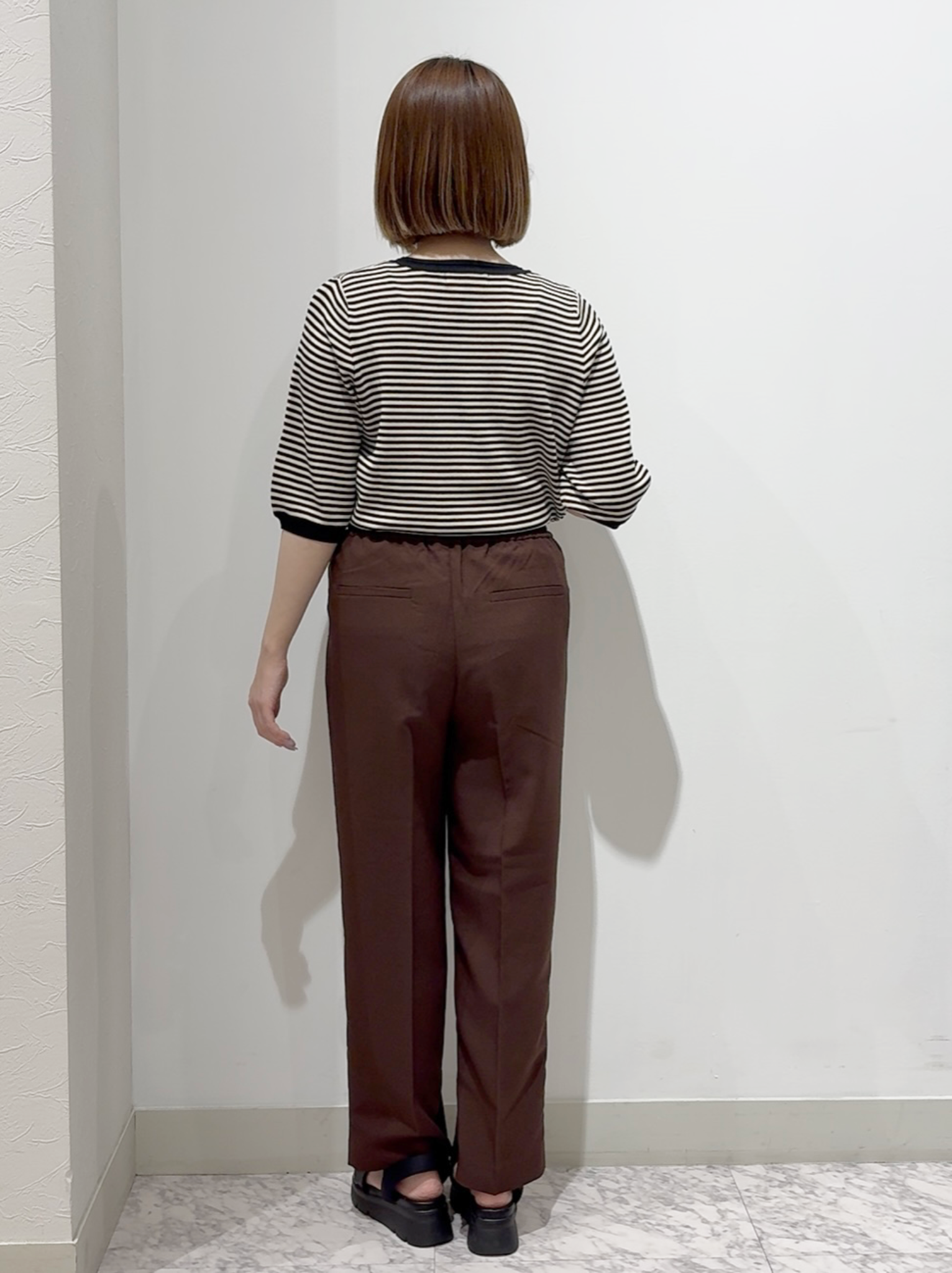 しかっちさんの「grove｜【シリーズ累計36万枚/UVカット・ひんやり・洗濯機OK】やわらかドライタッチ 五分袖クルーネックニ」を使ったコーディネート