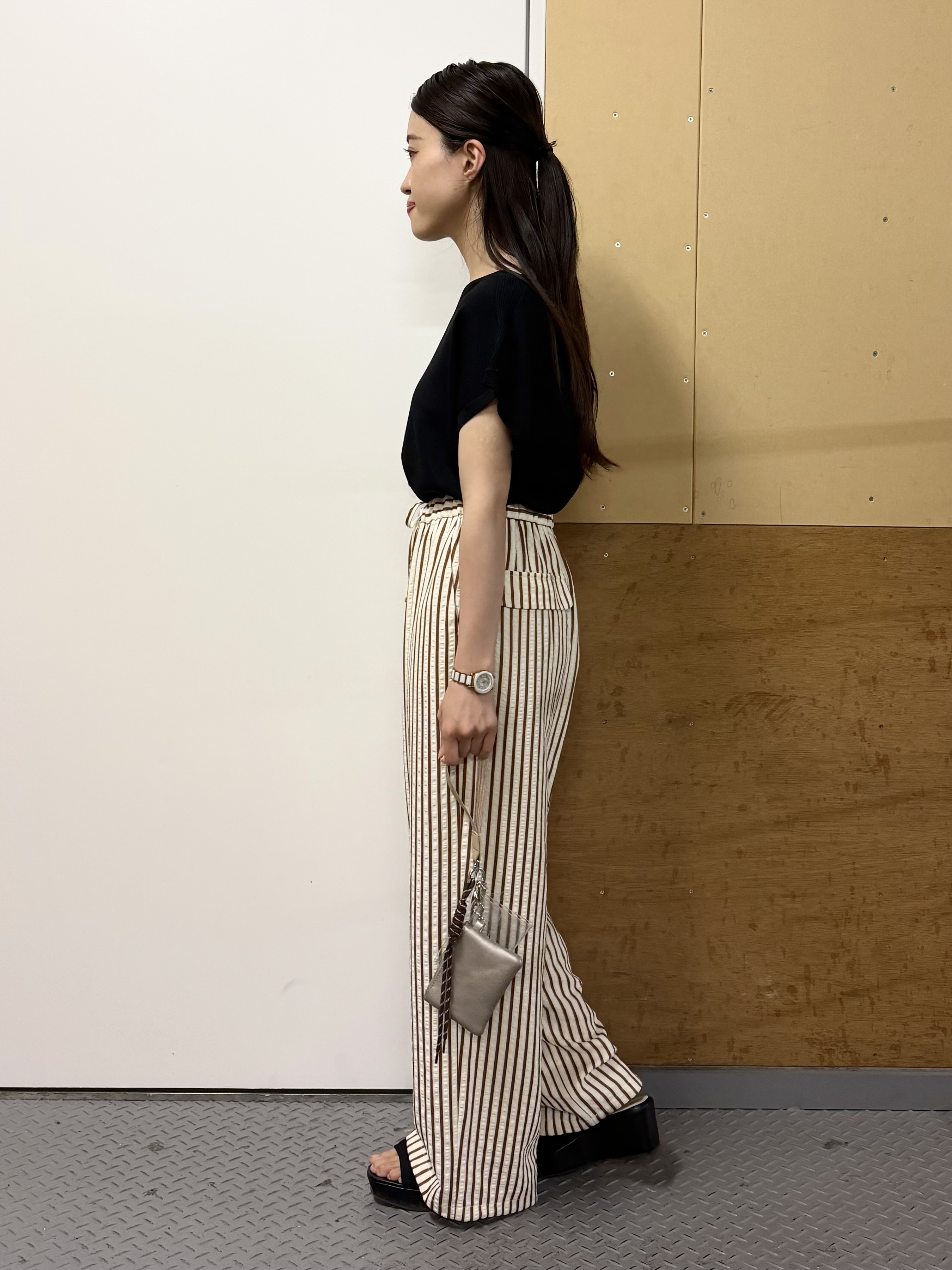sahoさんの「THE SHOP TK｜【S-XL/ひんやりタッチ】多機能フレンチスリーブニット 洗濯機OK/UVケア/毛玉になりにくい」を使ったコーディネート