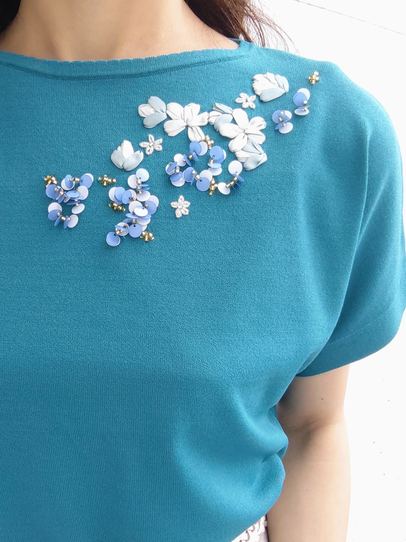 keinaさんの「SunaUna｜【SS～Lサイズ展開／スパンコール・ビジュー・刺繍】クラフトニット」を使ったコーディネート