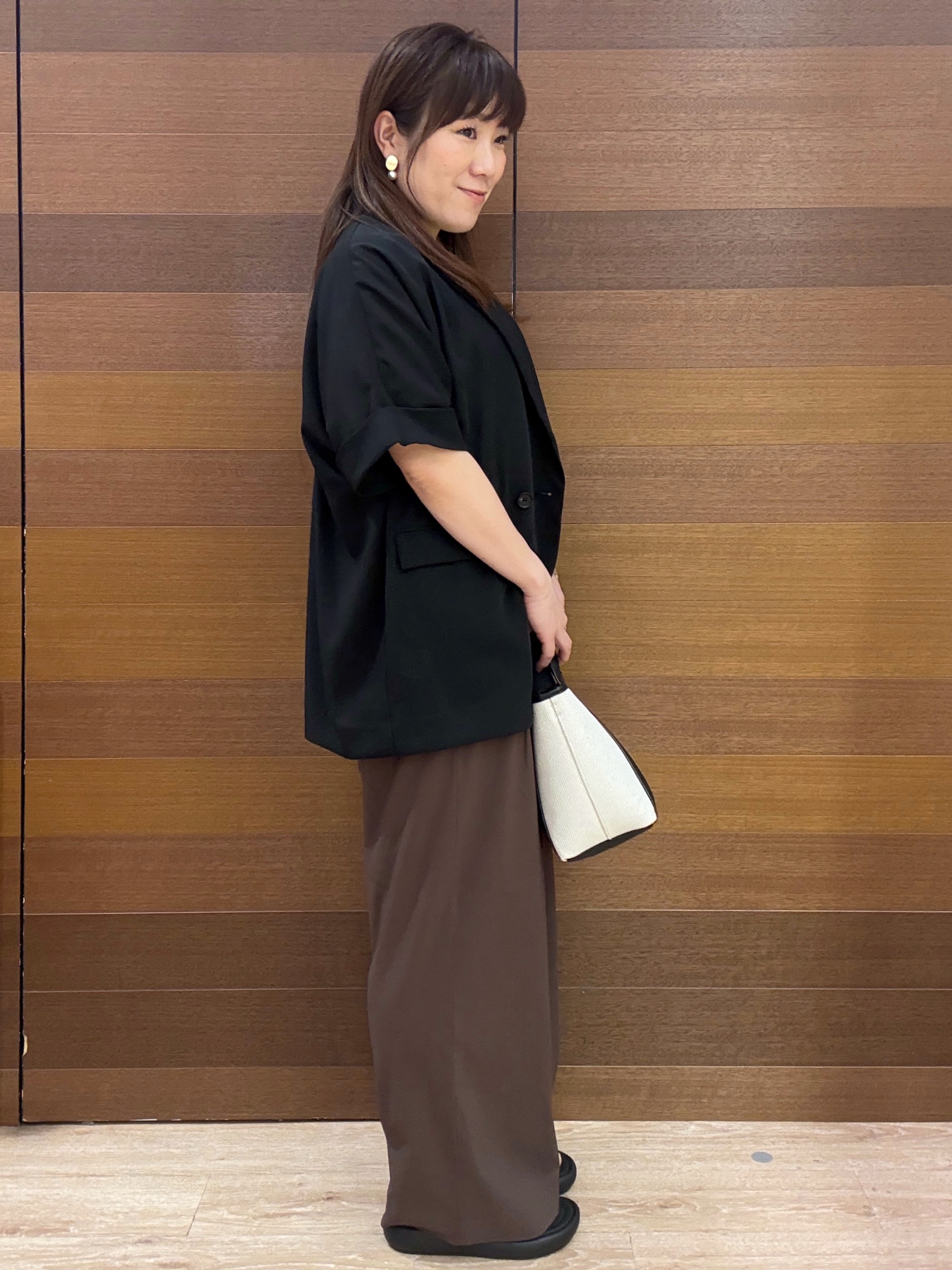 maichiさんの「OPAQUE.CLIP｜【接触冷感／吸水速乾／防シワ】リネンライクテーラードジャケット《洗濯機OK》」を使ったコーディネート