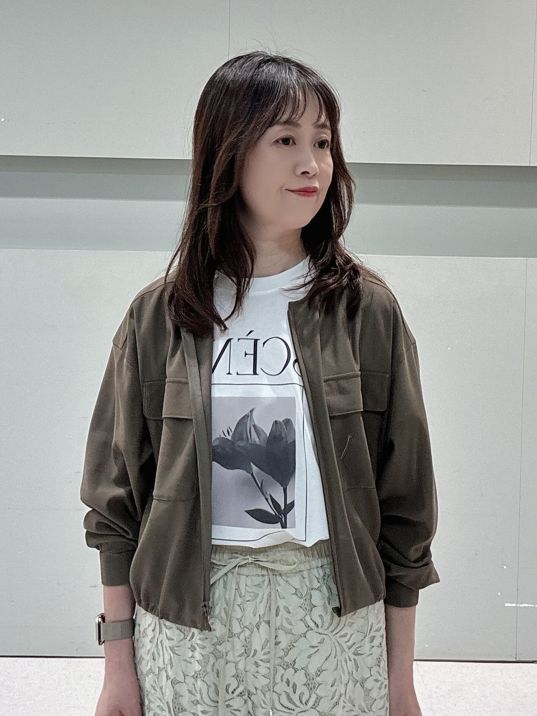 makiさんの「UNTITLED｜【古畑星夏さん着用/洗える】シアーブルゾン」を使ったコーディネート