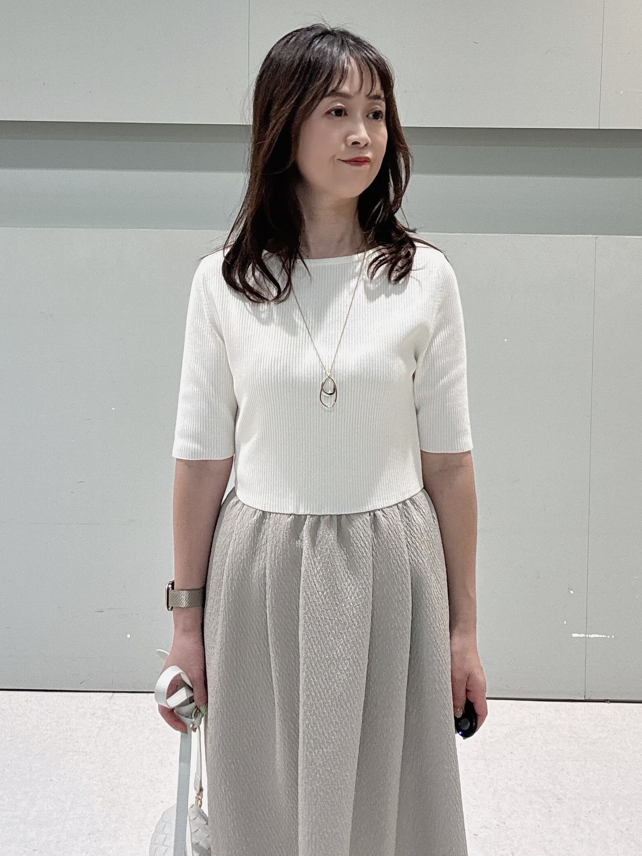 makiさんの「UNTITLED｜【一枚でサマ見え】ニットドッキングジャガードワンピース」を使ったコーディネート