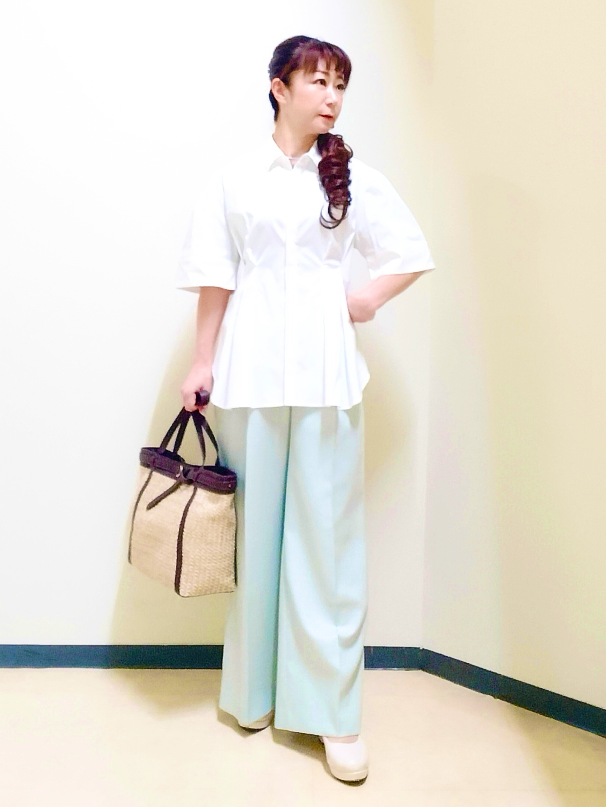 花さんの「Reflect｜【インナーにおすすめ◎】クルーネックストレッチリブトップス」を使ったコーディネート