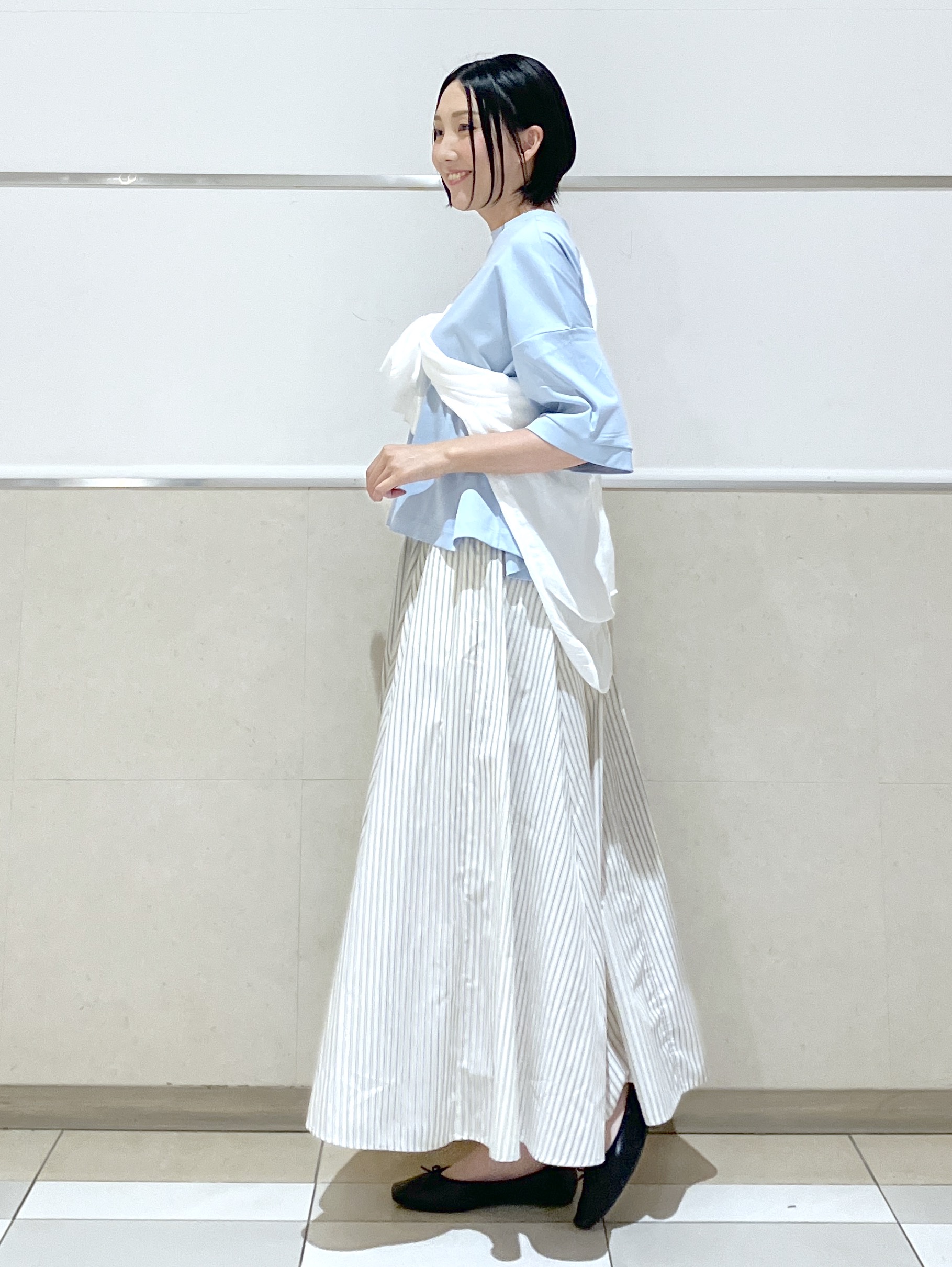 eriko さんの「Dessin｜【新色追加/体型カバー】美光沢カットソーボクシーシルエット」を使ったコーディネート