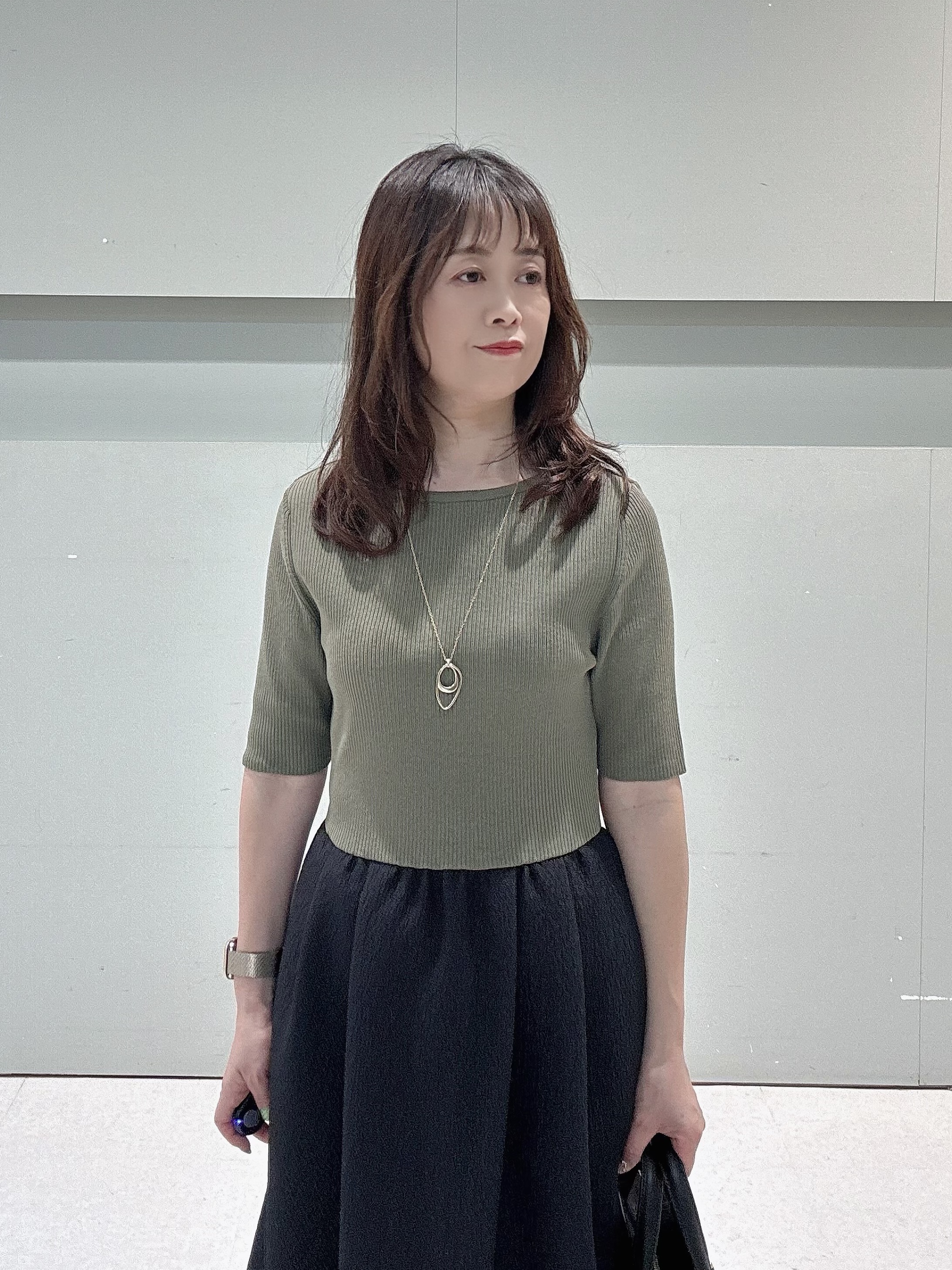 makiさんの「UNTITLED｜【一枚でサマ見え】ニットドッキングジャガードワンピース」を使ったコーディネート