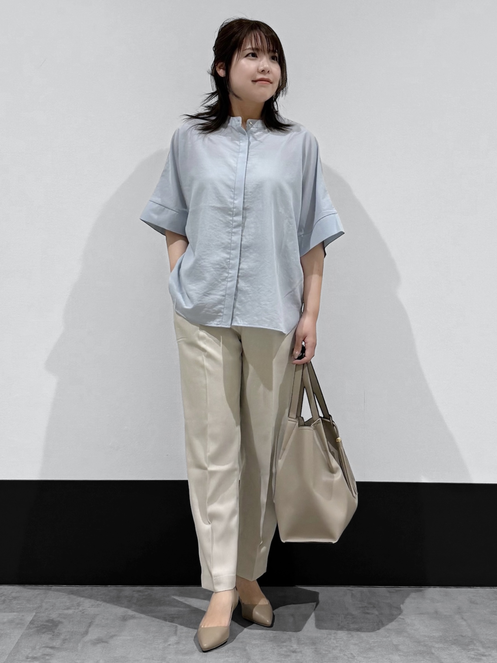 macchaさんの「THE SHOP TK｜【高レビュー/体型カバー】さらっと快適 ドルマン5分袖ブラウス」を使ったコーディネート