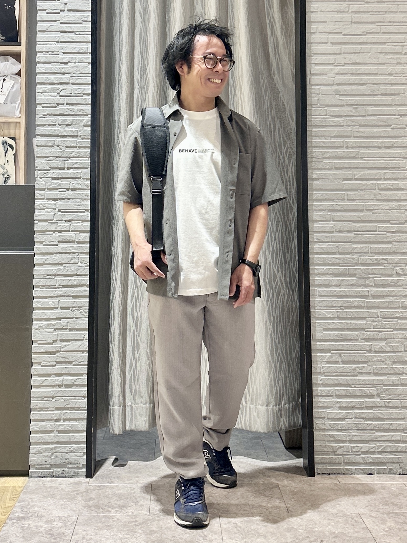 KENJI Iさんの「THE SHOP TK｜マイクロ シアサッカー 半袖シャツ 洗濯機OK／セットアップ可」を使ったコーディネート