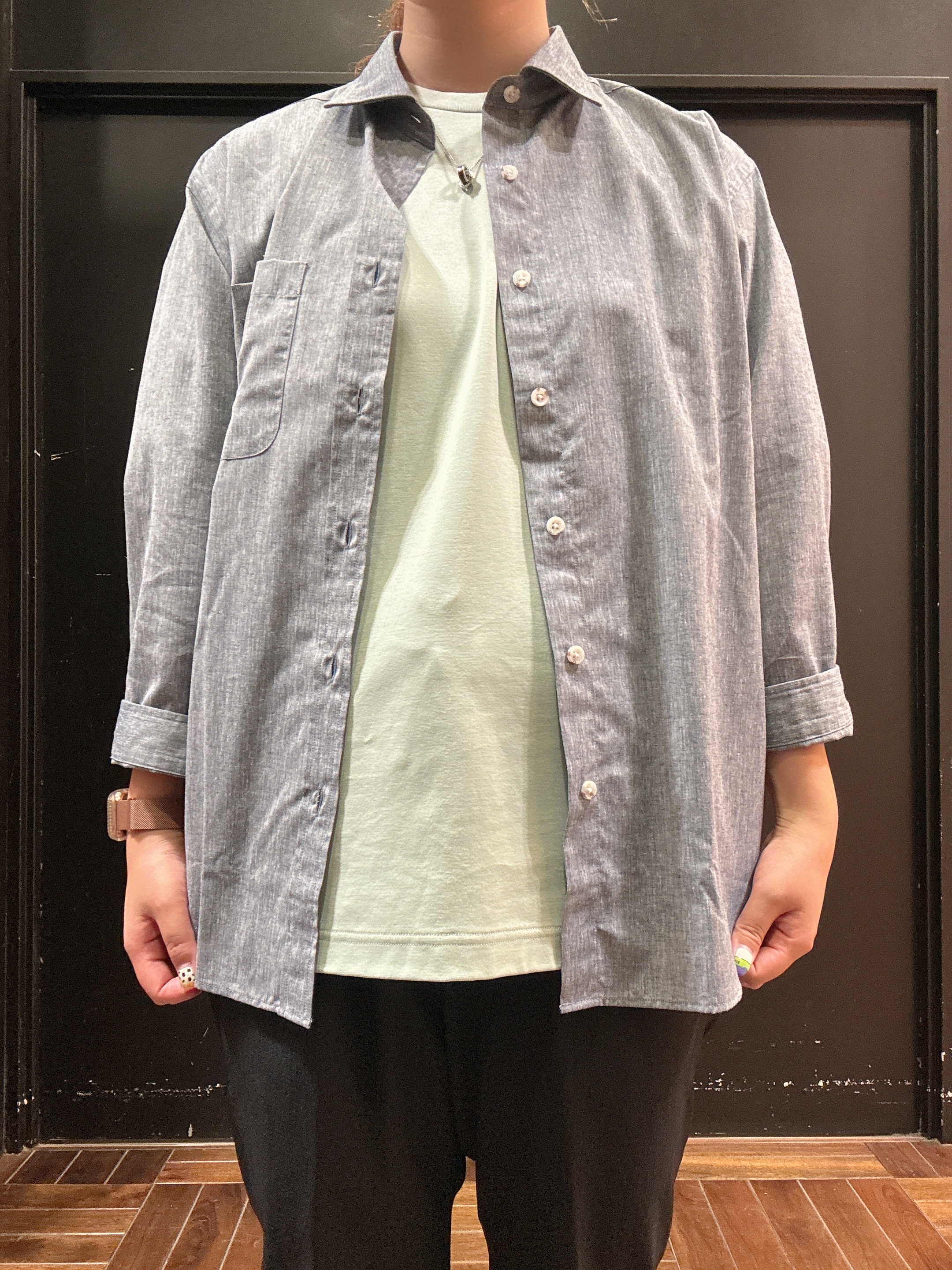 ヒナさんの「TAKEO KIKUCHI｜【接触冷感】ハイブリッド リネン 七分袖シャツ」を使ったコーディネート