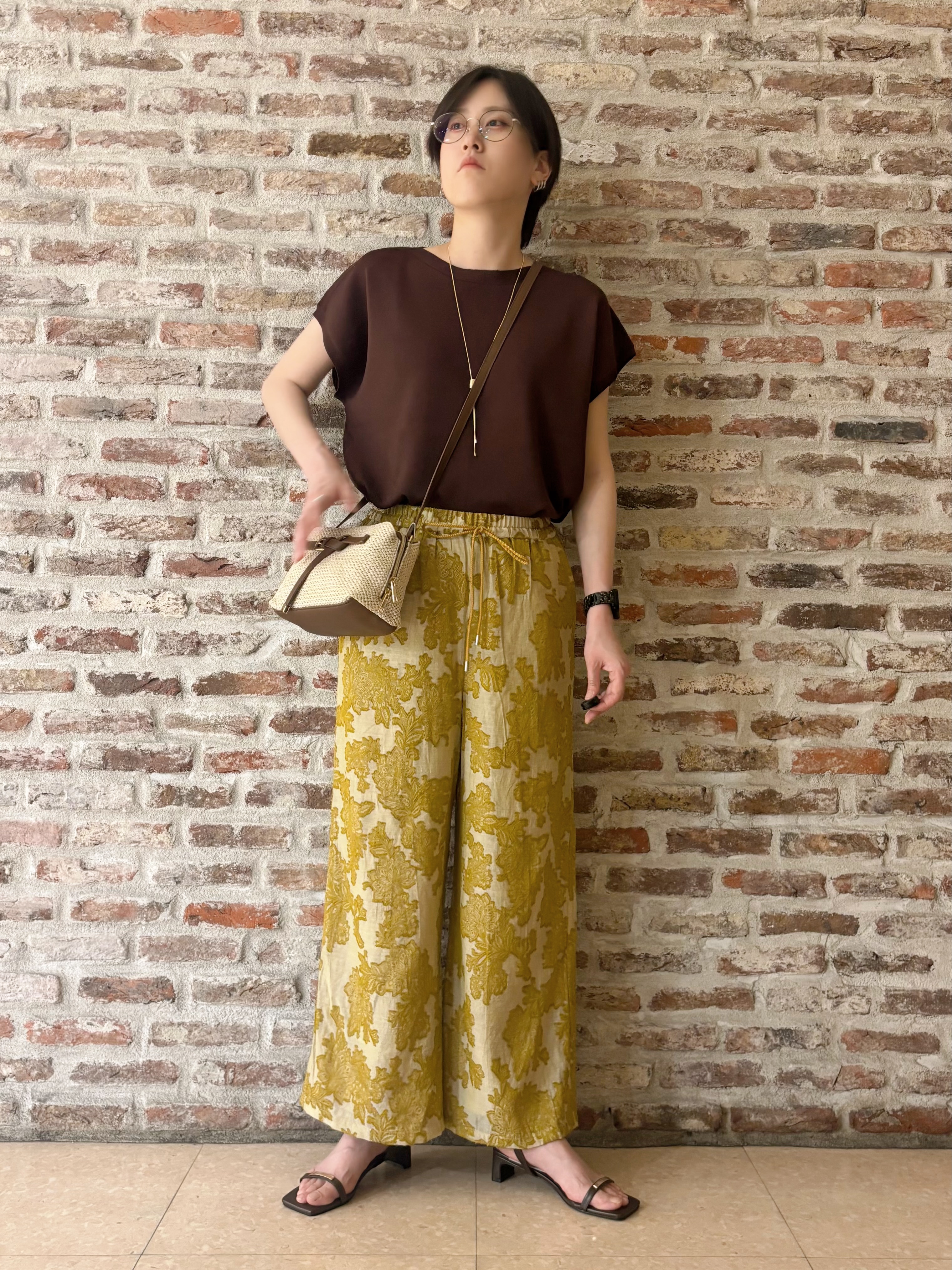 しばさんの「THE SHOP TK｜【S-XL/ひんやりタッチ】多機能フレンチスリーブニット 洗濯機OK/UVケア/毛玉になりにくい」を使ったコーディネート