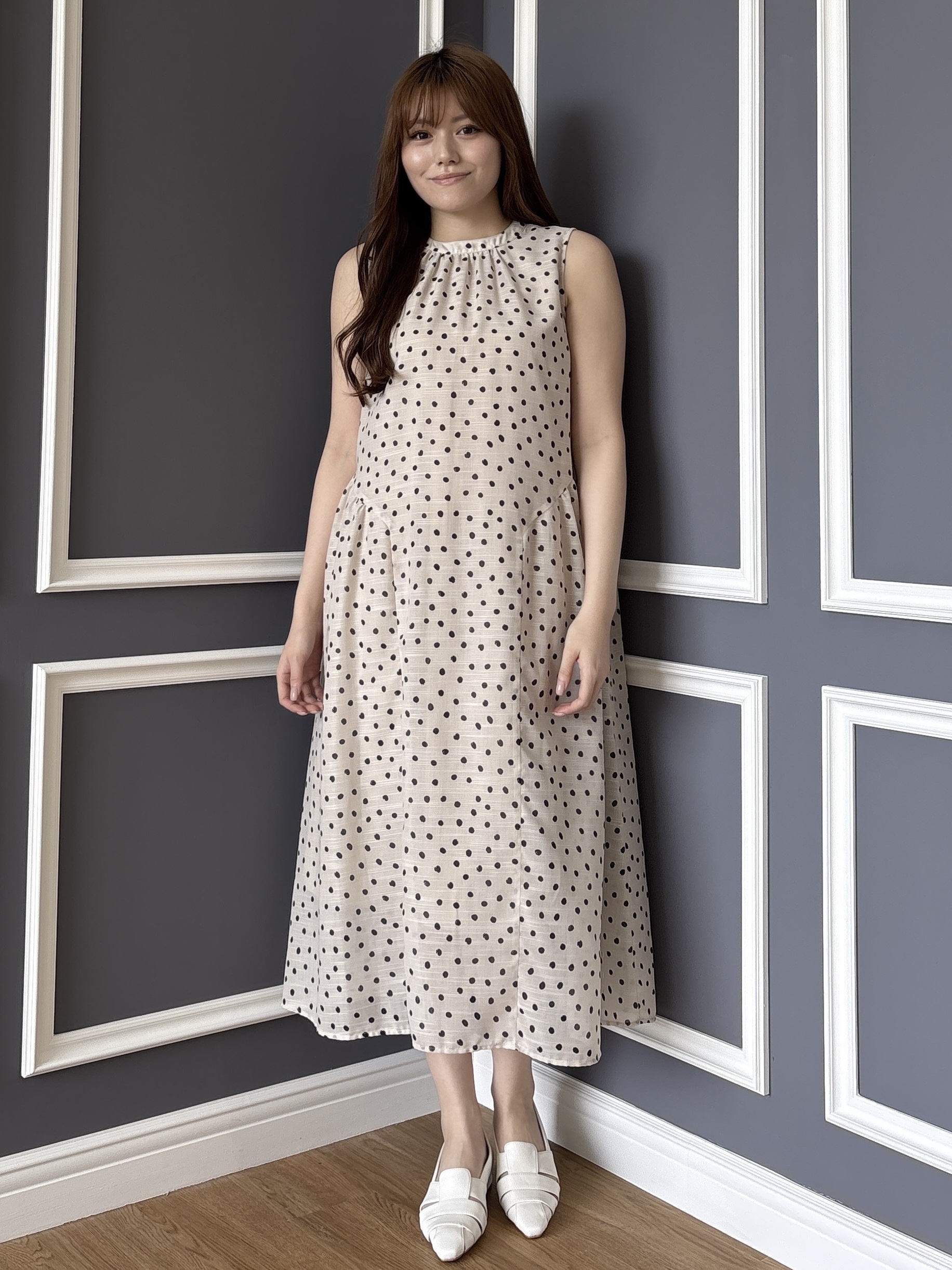 sayaさんの「grove｜【貴島明日香さん着用】シアードットワンピース」を使ったコーディネート