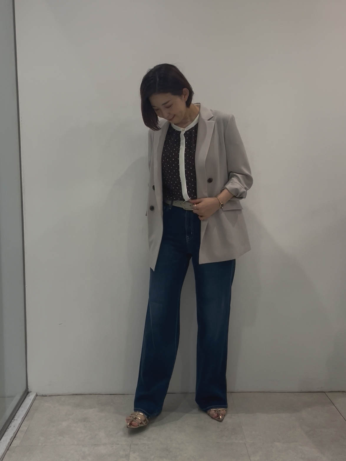 まどかさんの「UNTITLED｜【新色追加/セットアップ可】エアリー ダブルブレストジャケット」を使ったコーディネート