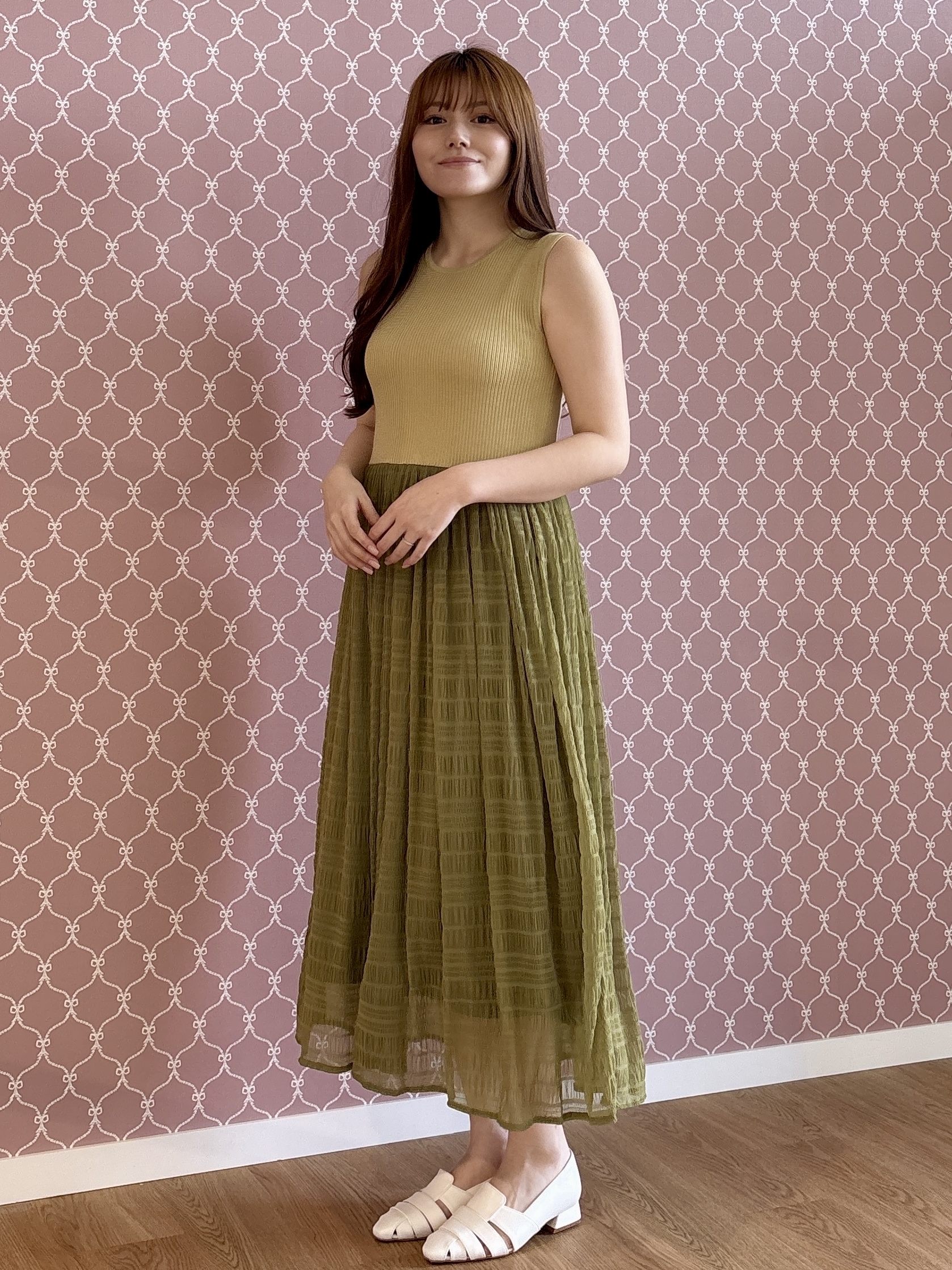 sayaさんの「grove｜【貴島明日香さん着用】リブニット&times;チュール ドッキングワンピース」を使ったコーディネート