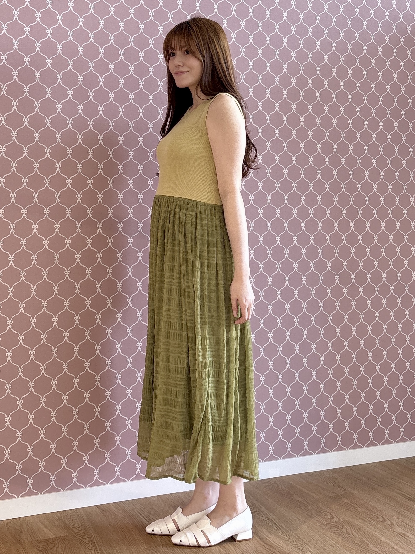 sayaさんの「grove｜【貴島明日香さん着用】リブニット&times;チュール ドッキングワンピース」を使ったコーディネート