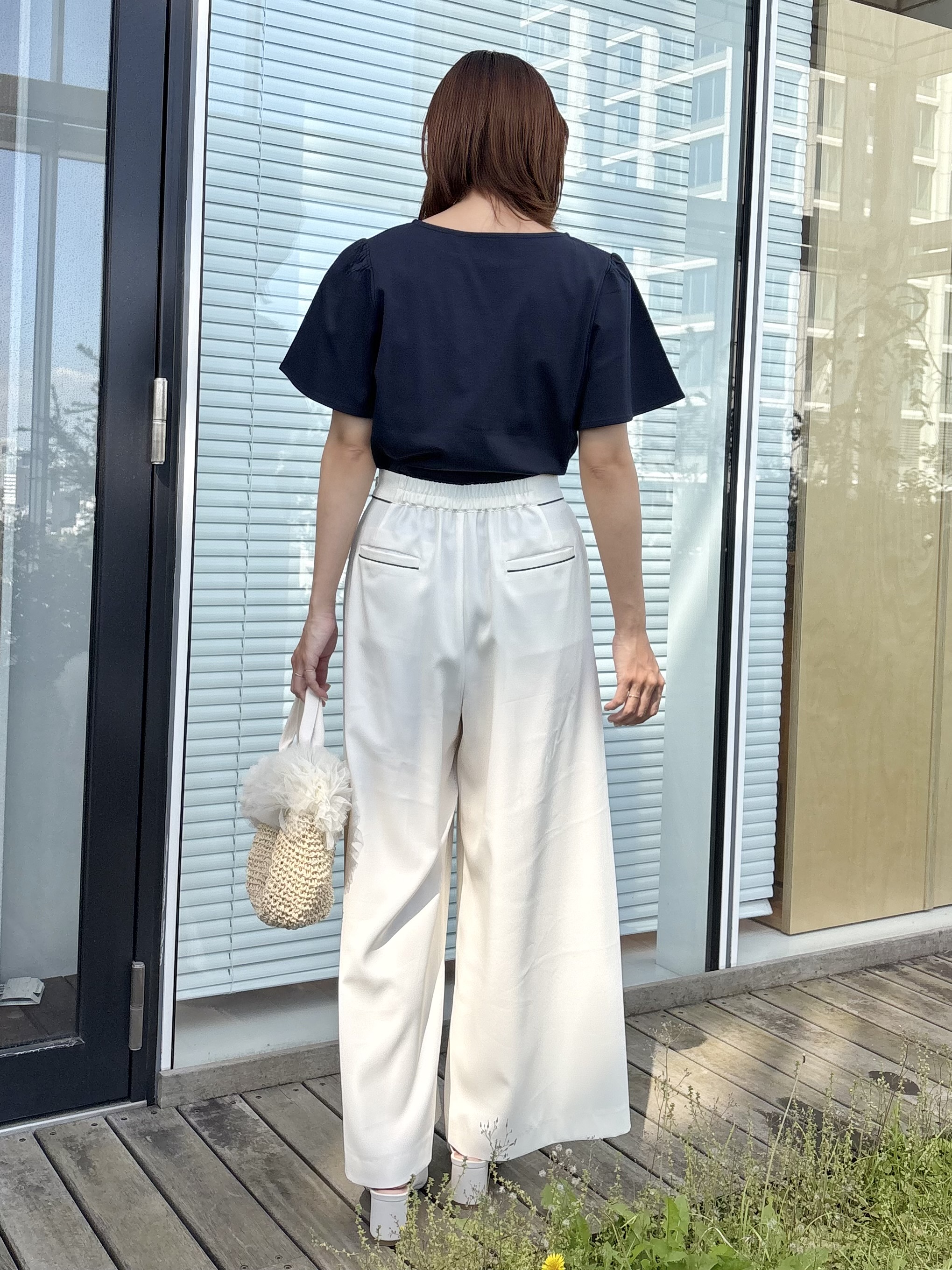 みぃさんの「Couture brooch｜【接触冷感・UVカット・洗える】リボンプリントTシャツ」を使ったコーディネート