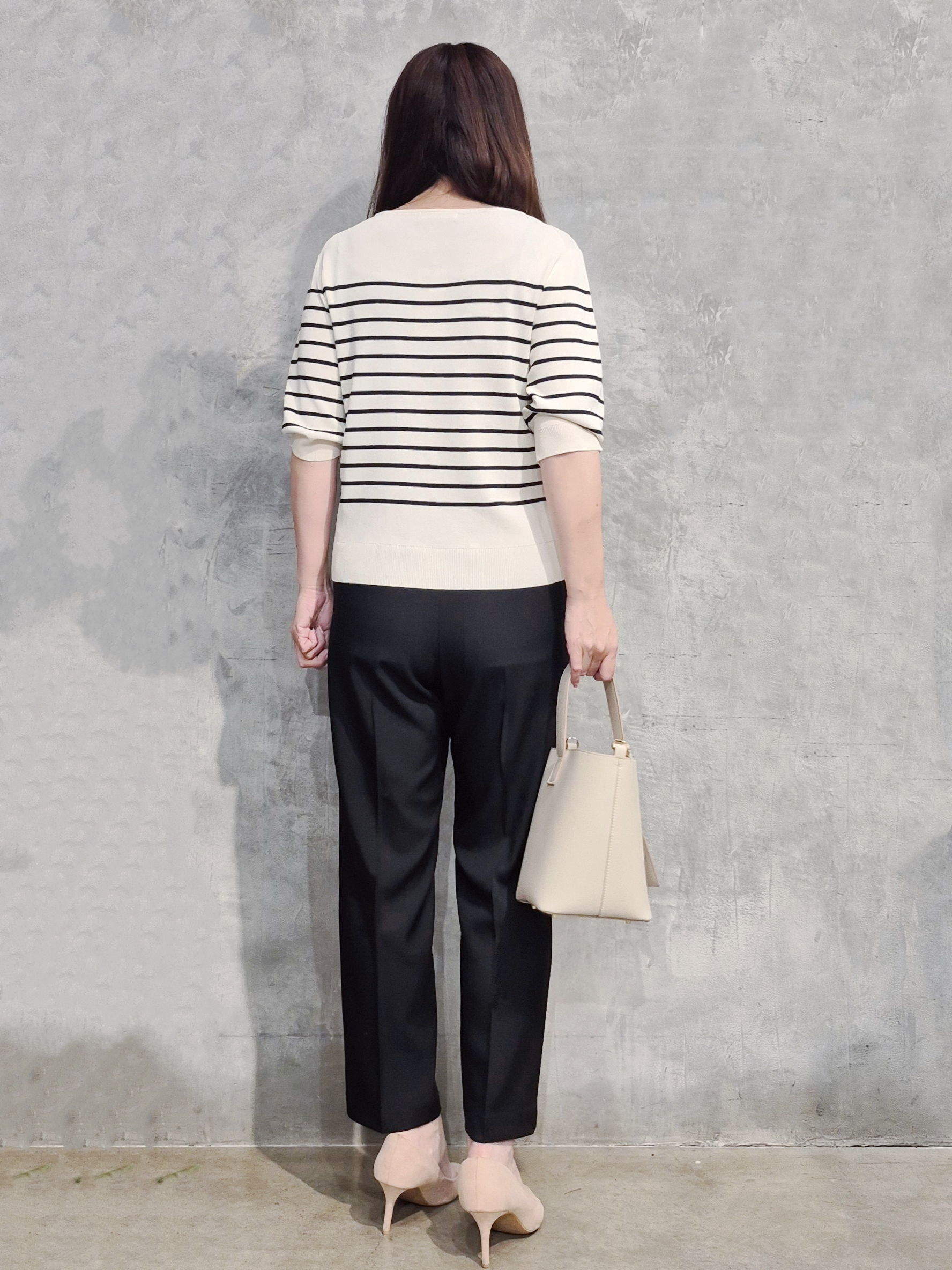 ひさえさんの「THE SHOP TK｜【S-XL/ひんやりタッチ】美しさ際立つ 6分袖ニット 洗濯機OK/UVケア/毛玉になりにくい」を使ったコーディネート