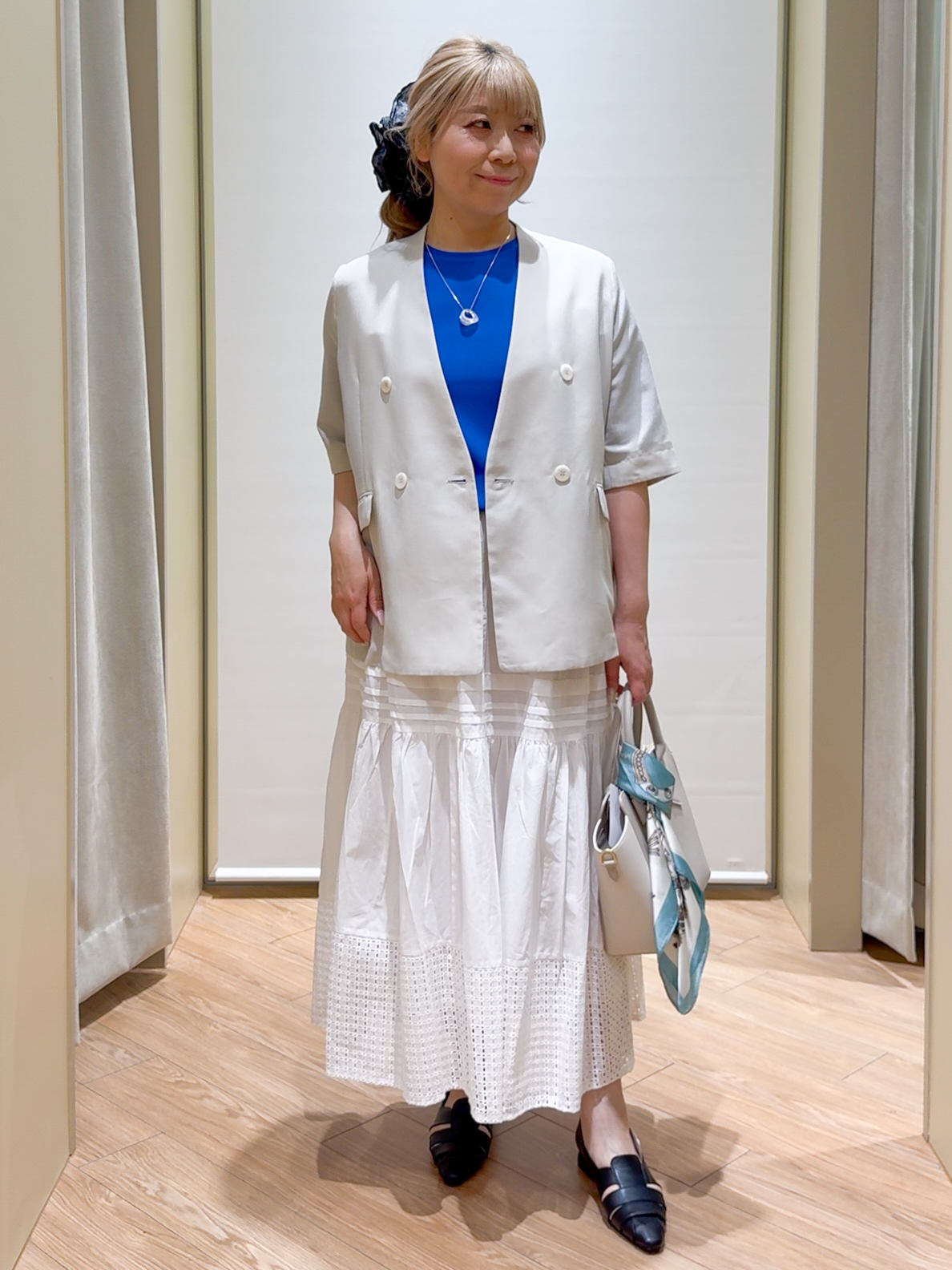 Harukaさんの「grove｜【洗濯機OK/ひんやり】軽く羽織れるハーフスリーブジャケット」を使ったコーディネート
