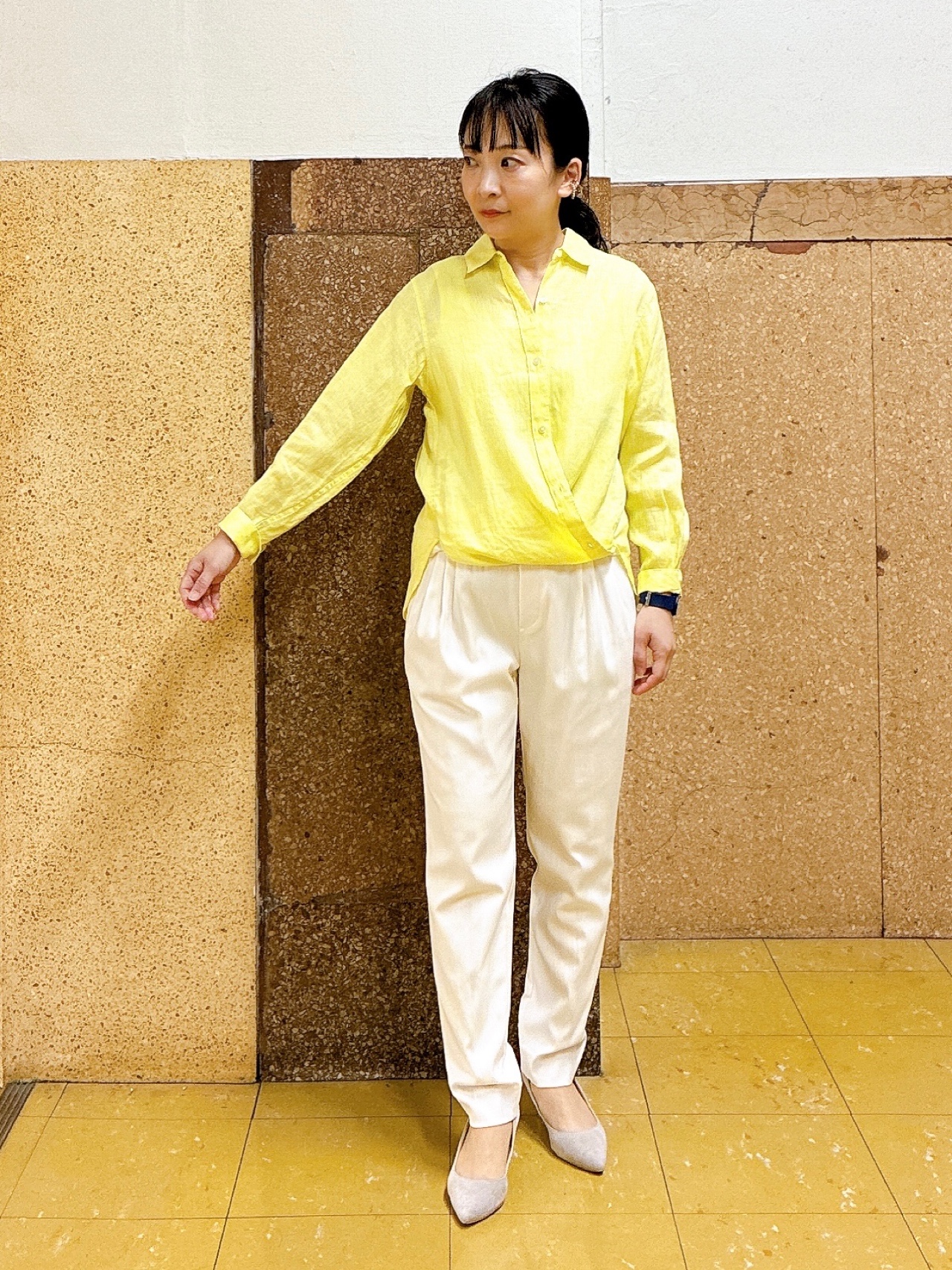 hattoriさんの「INDIVI｜【接触冷感／2WAY】カシュクールリネンシャツ」を使ったコーディネート