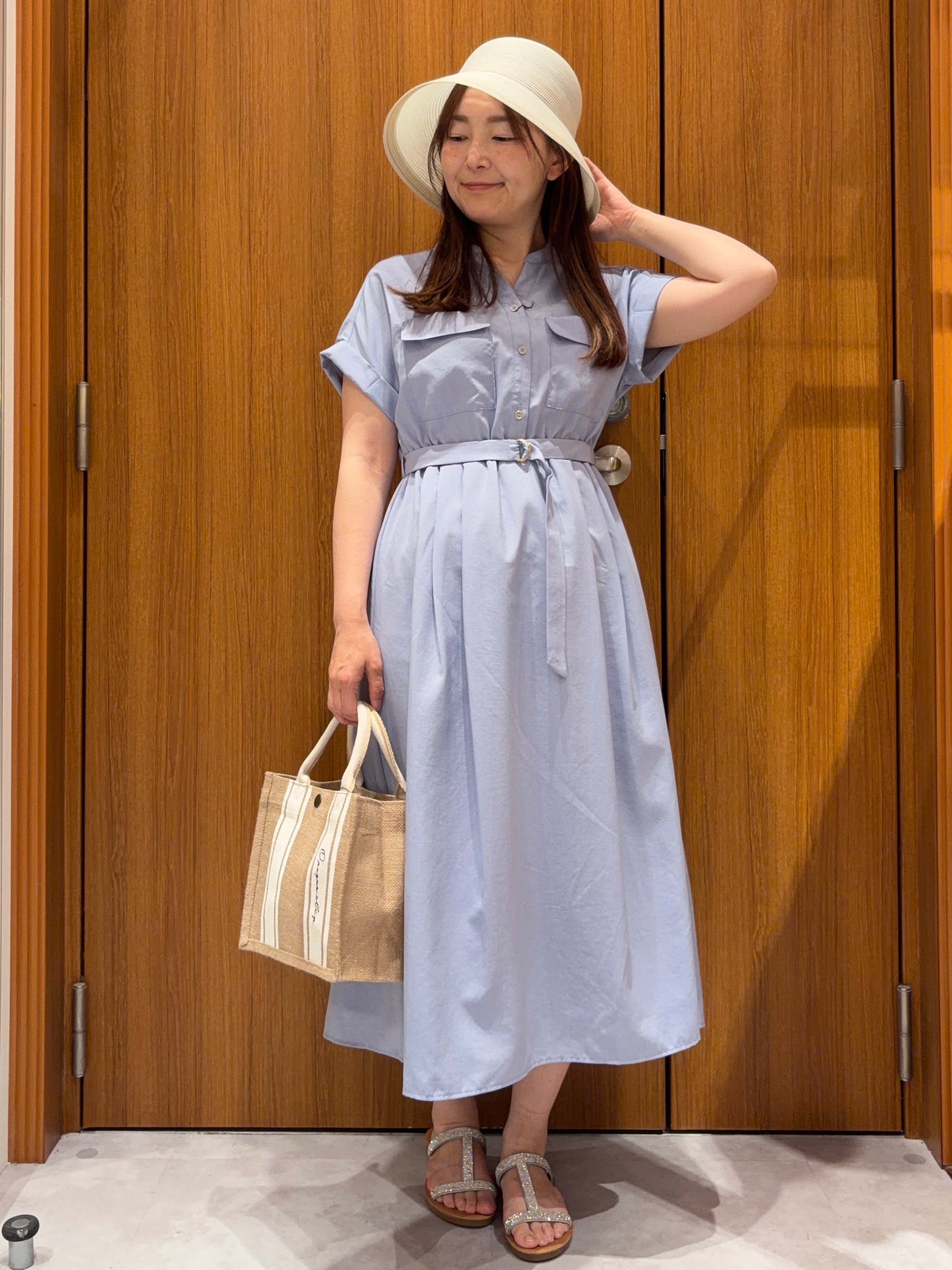 アスカさんの「index｜ダブルポケットスキッパーワンピース【防シワ／洗濯機OK】《XS～3L／6col》」を使ったコーディネート