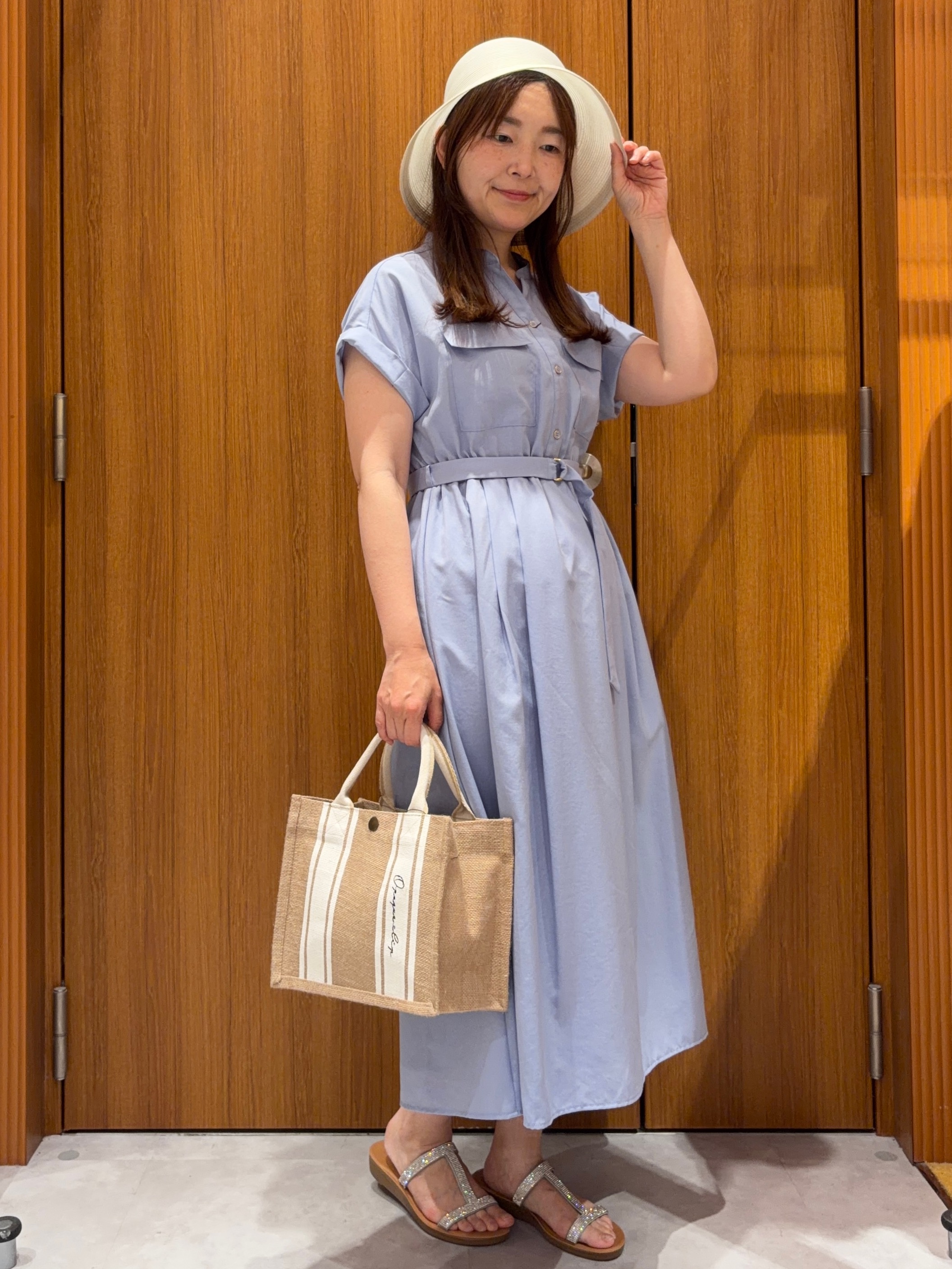 アスカさんの「index｜ダブルポケットスキッパーワンピース【防シワ／洗濯機OK】《XS～3L／6col》」を使ったコーディネート